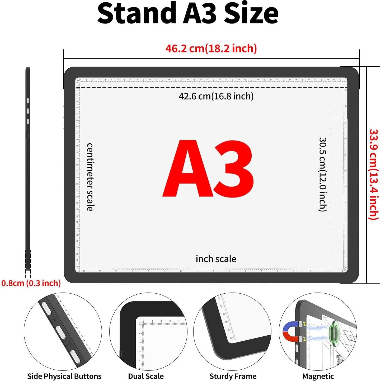 Tablero de Luz A3 TSOCOS con 6000 Lux y 3 Colores