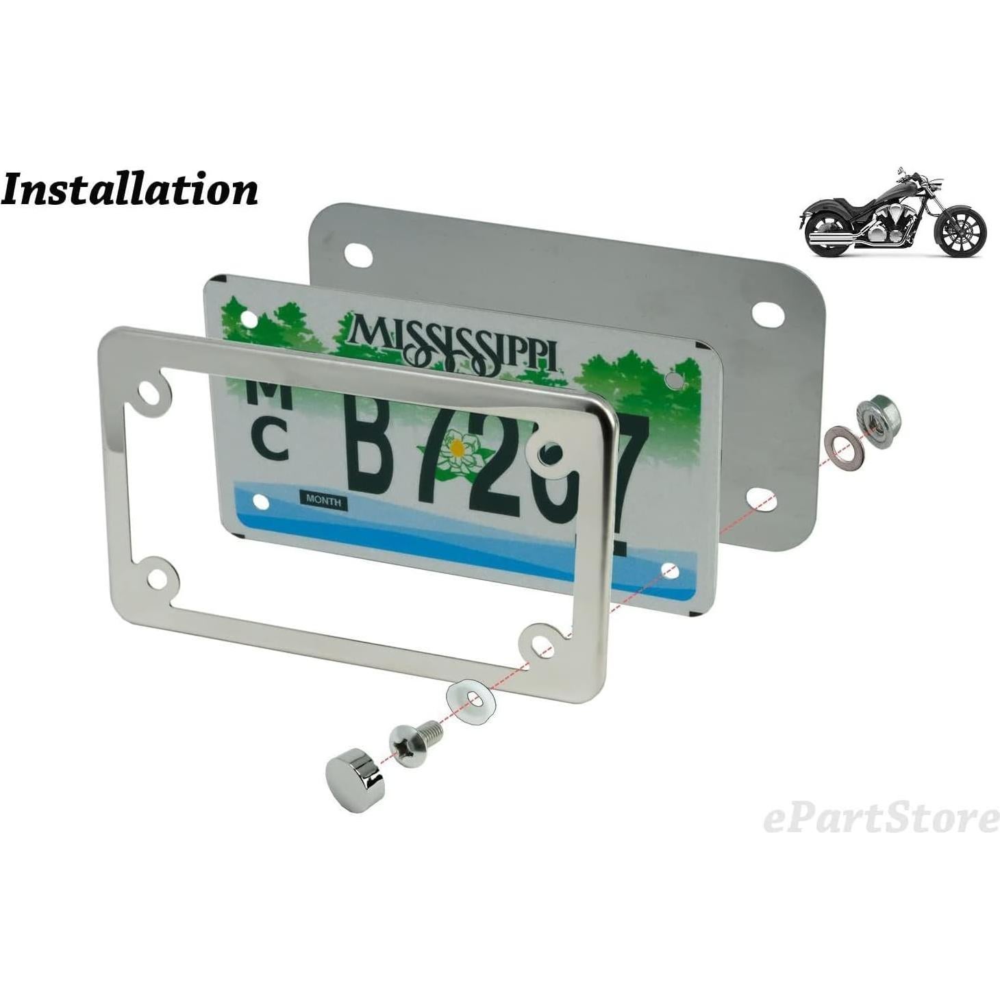 Marco de Placa de Licencia para Motocicleta LFPartS Acero Inoxidable