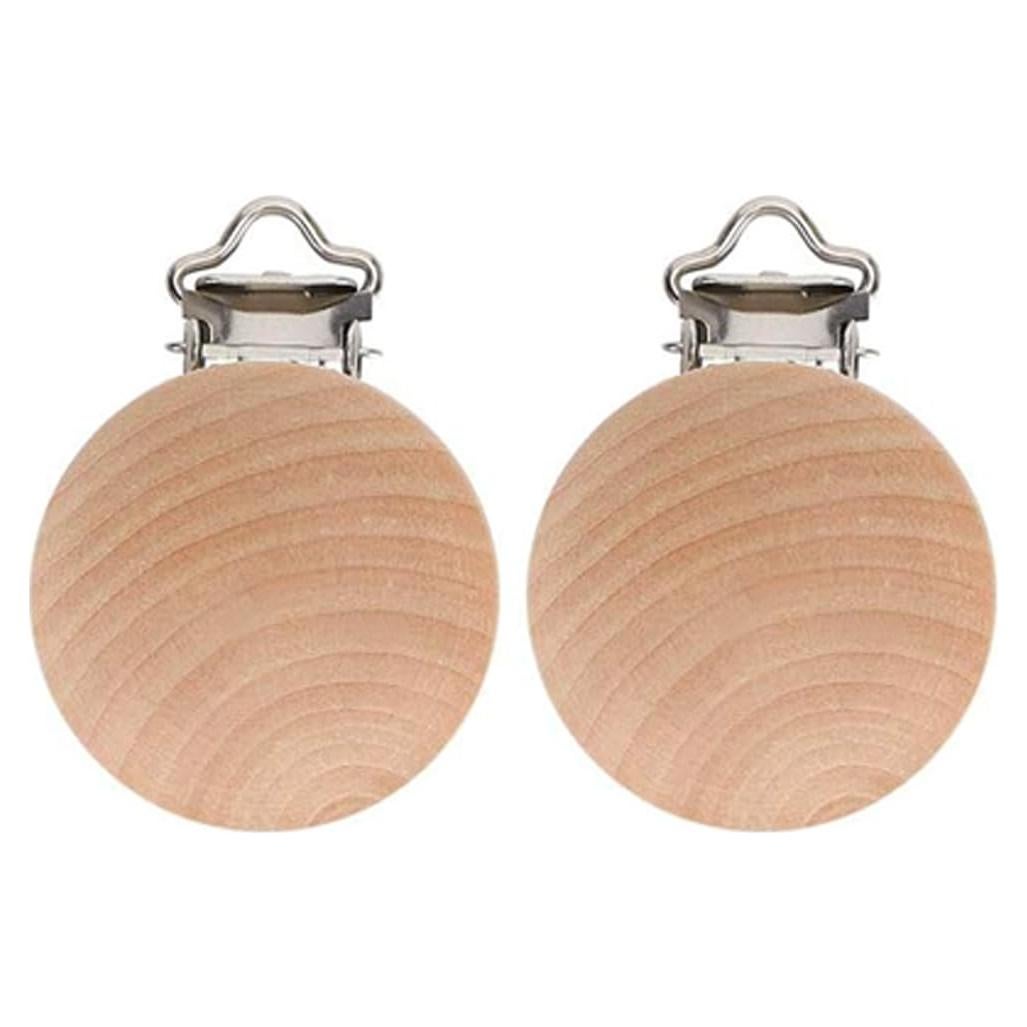10 Clips de Suspensión para Chupete de Madera Natural - 4.29x2.99cm
