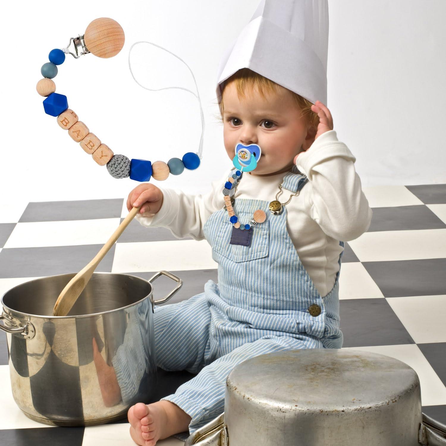 10 Clips de Suspensión para Chupete de Madera Natural - 4.29x2.99cm