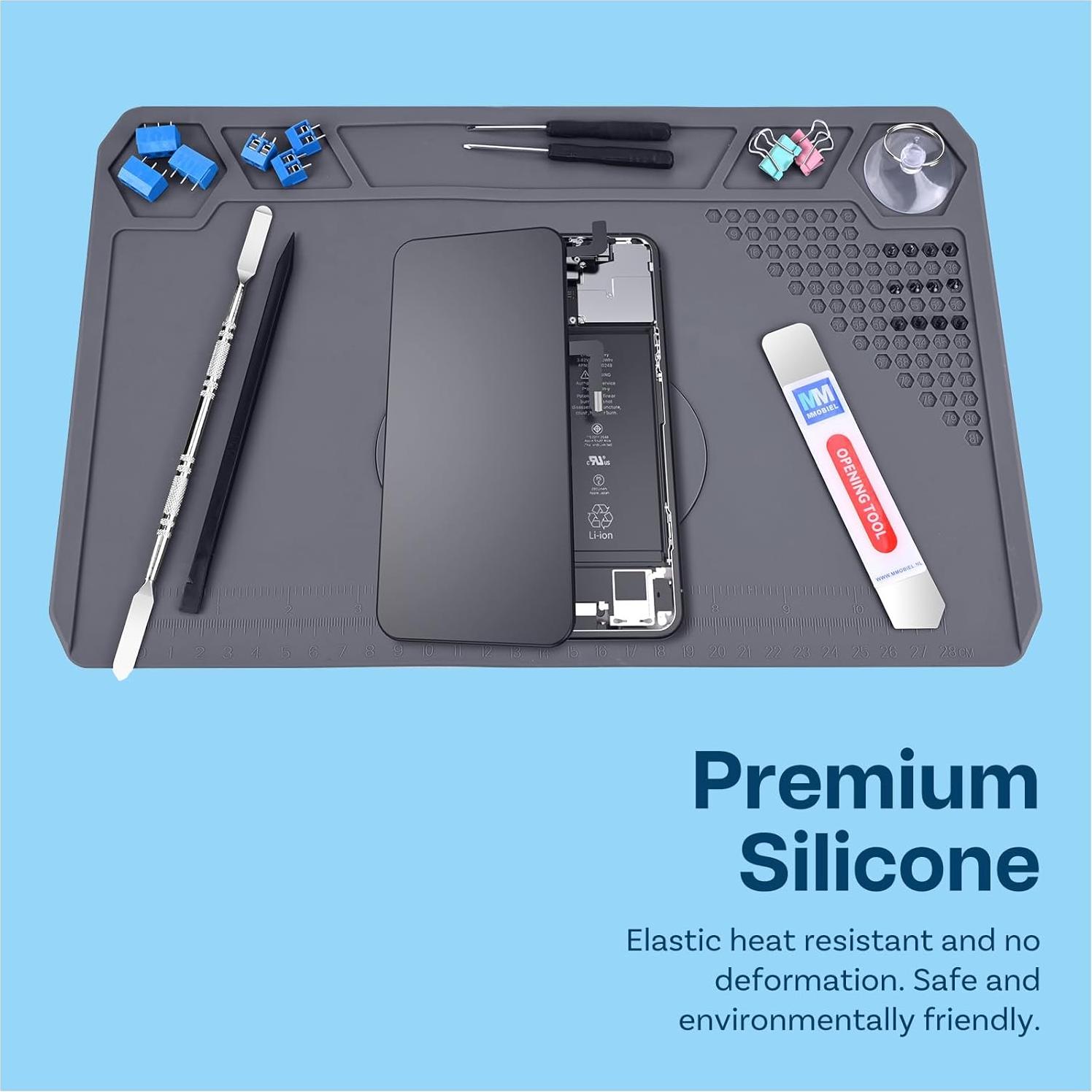 Alfombrilla de Soldadura de Silicona MMOBIEL 35x22 cm Gris