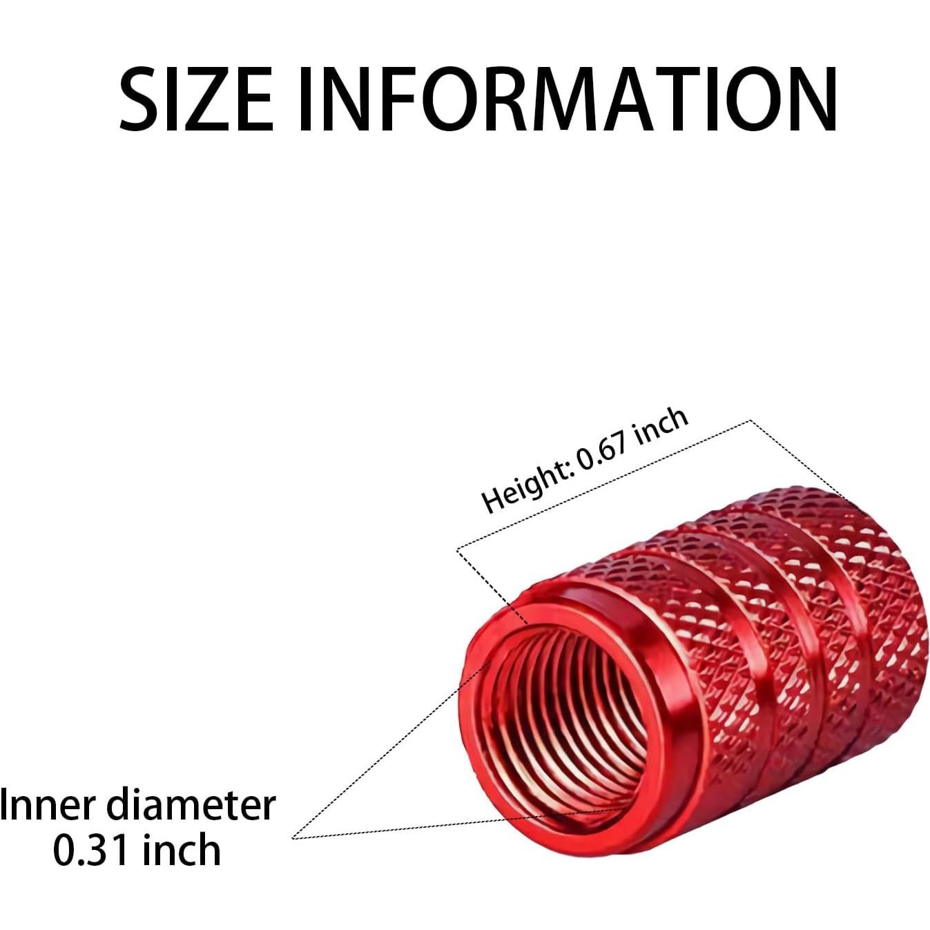 Tapas de Válvula de Neumático Xicyole, 8 Piezas, Rojo, Metal