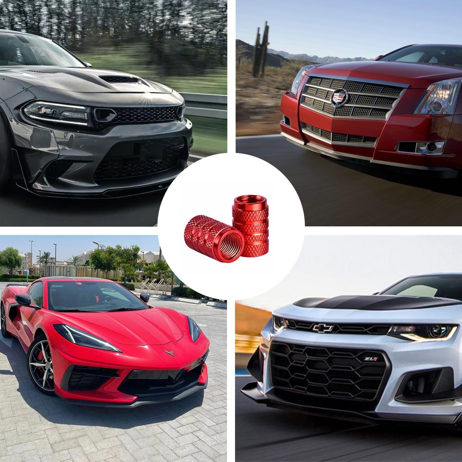 Tapas de Válvula de Neumático Xicyole, 8 Piezas, Rojo, Metal