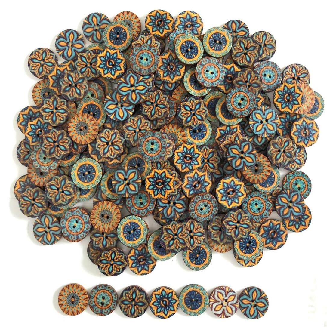 200 Botones de Madera Redondos Qovydx 20mm Vintage DIY