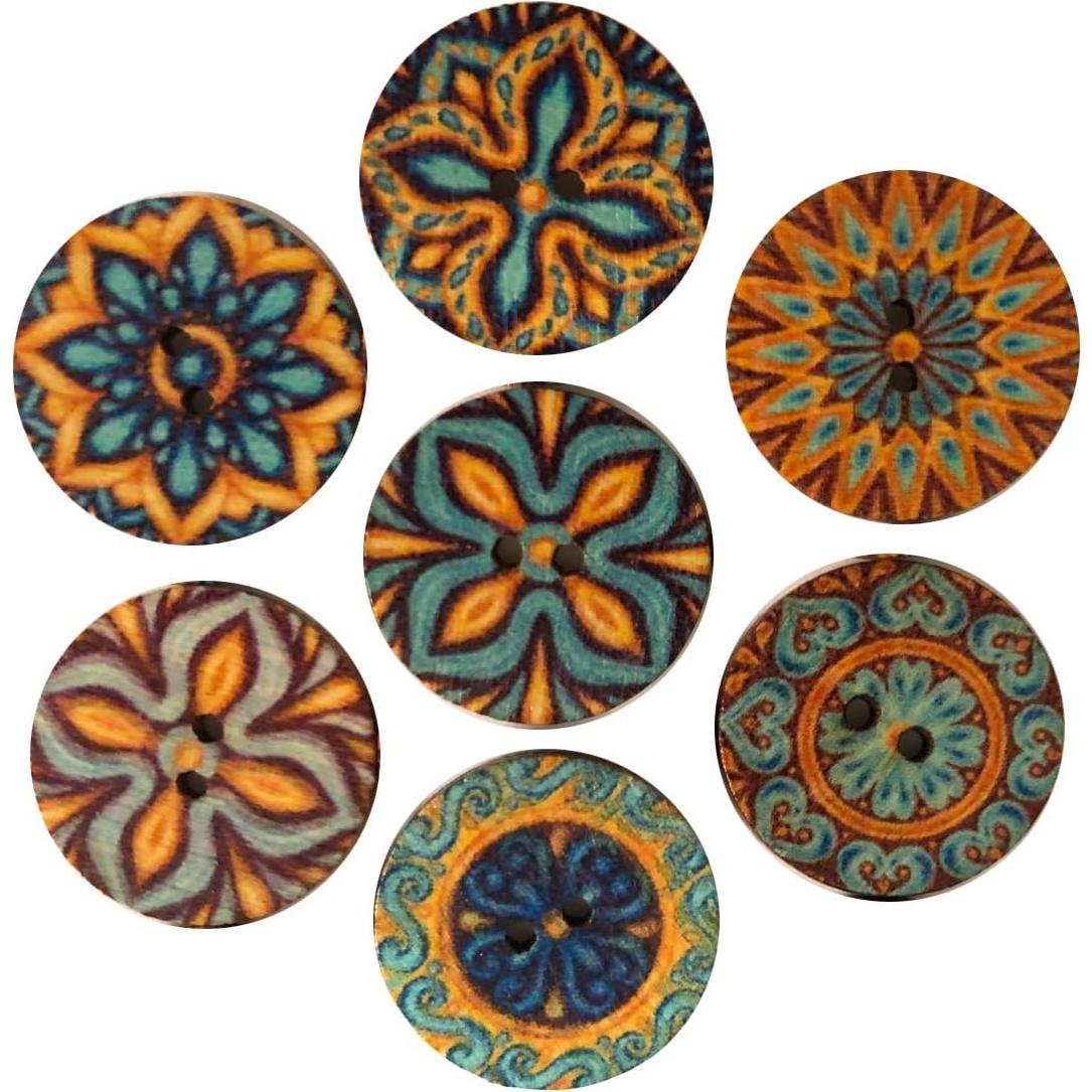 200 Botones de Madera Redondos Qovydx 20mm Vintage DIY