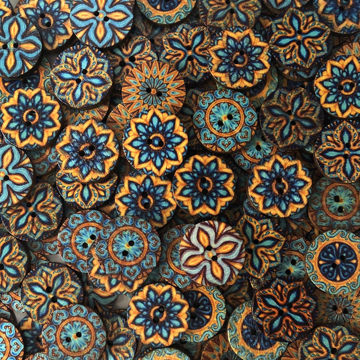 200 Botones de Madera Redondos Qovydx 20mm Vintage DIY