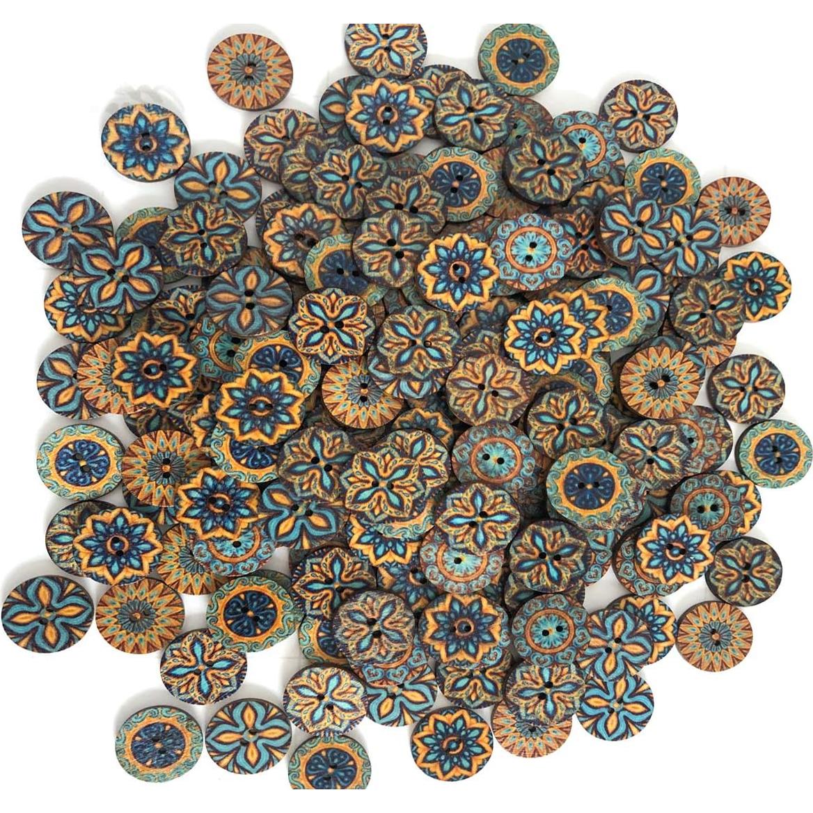 200 Botones de Madera Redondos Qovydx 20mm Vintage DIY