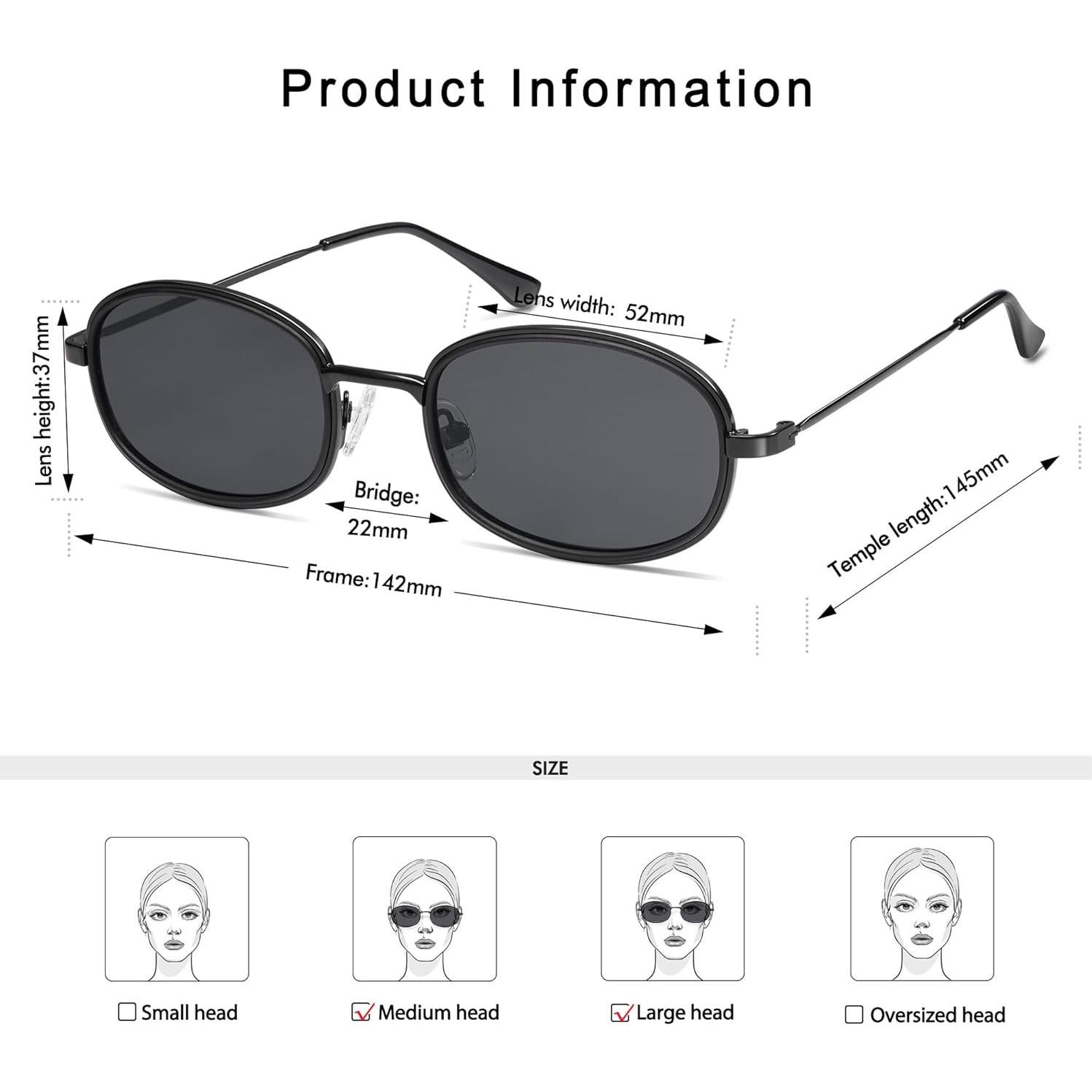 Gafas de sol retro redondas UV400 Unisex AP3681 - Negro