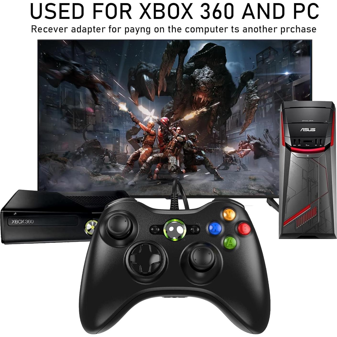 Controlador Etpark con cable para Xbox 360 y PC - Negro