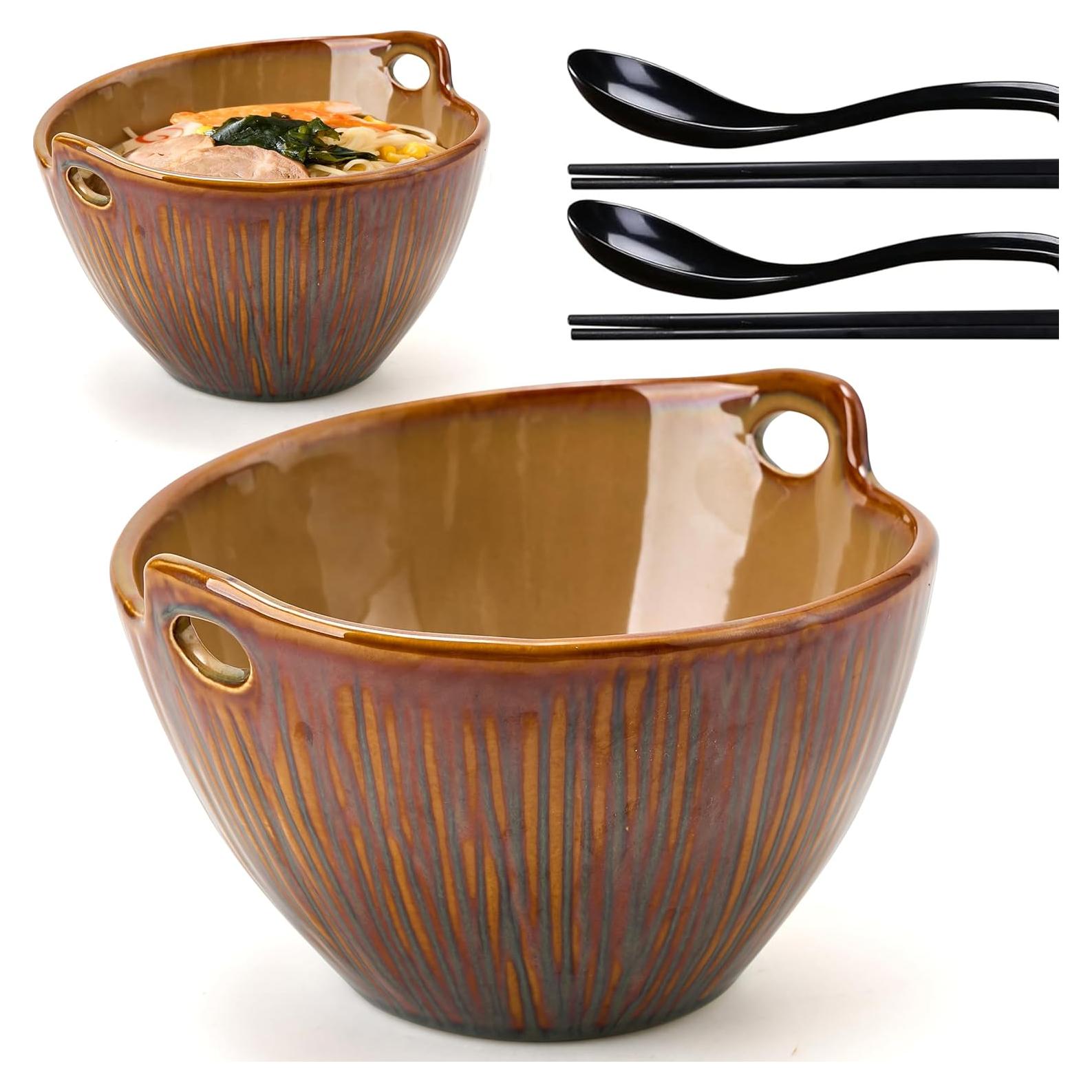 Juego de 2 tazones de ramen JH JIEMEI HOME 17.78 cm con palillos