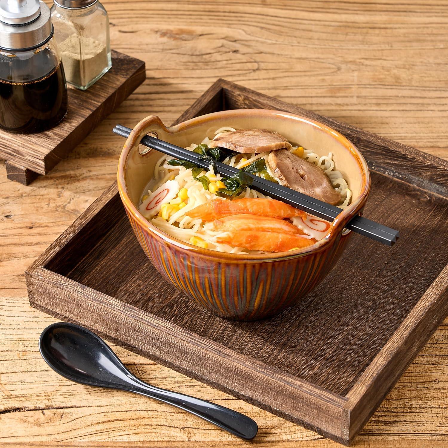 Juego de 2 tazones de ramen JH JIEMEI HOME 17.78 cm con palillos