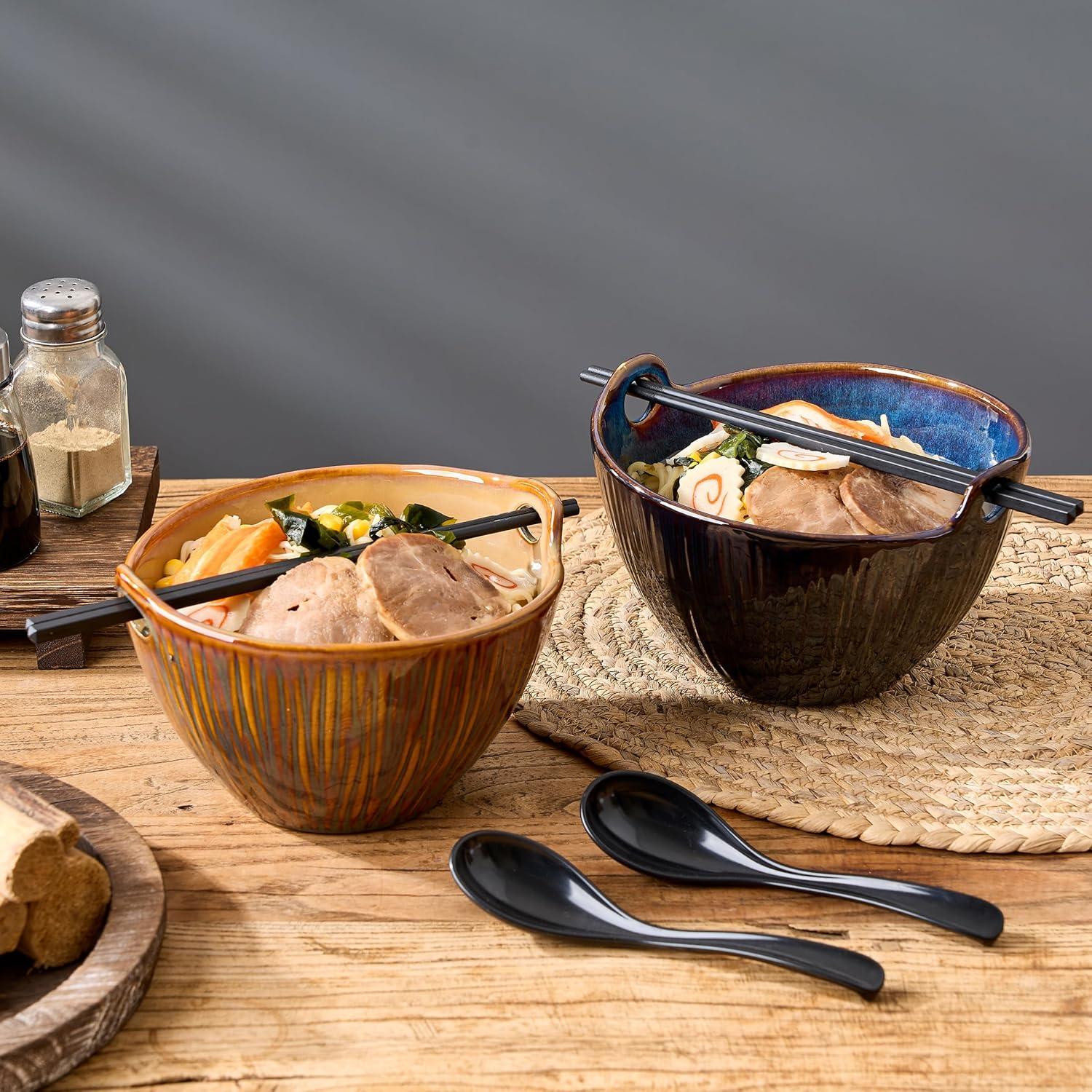 Juego de 2 tazones de ramen JH JIEMEI HOME 17.78 cm con palillos