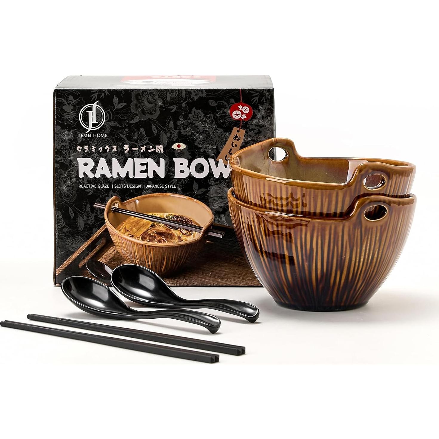 Juego de 2 tazones de ramen JH JIEMEI HOME 17.78 cm con palillos