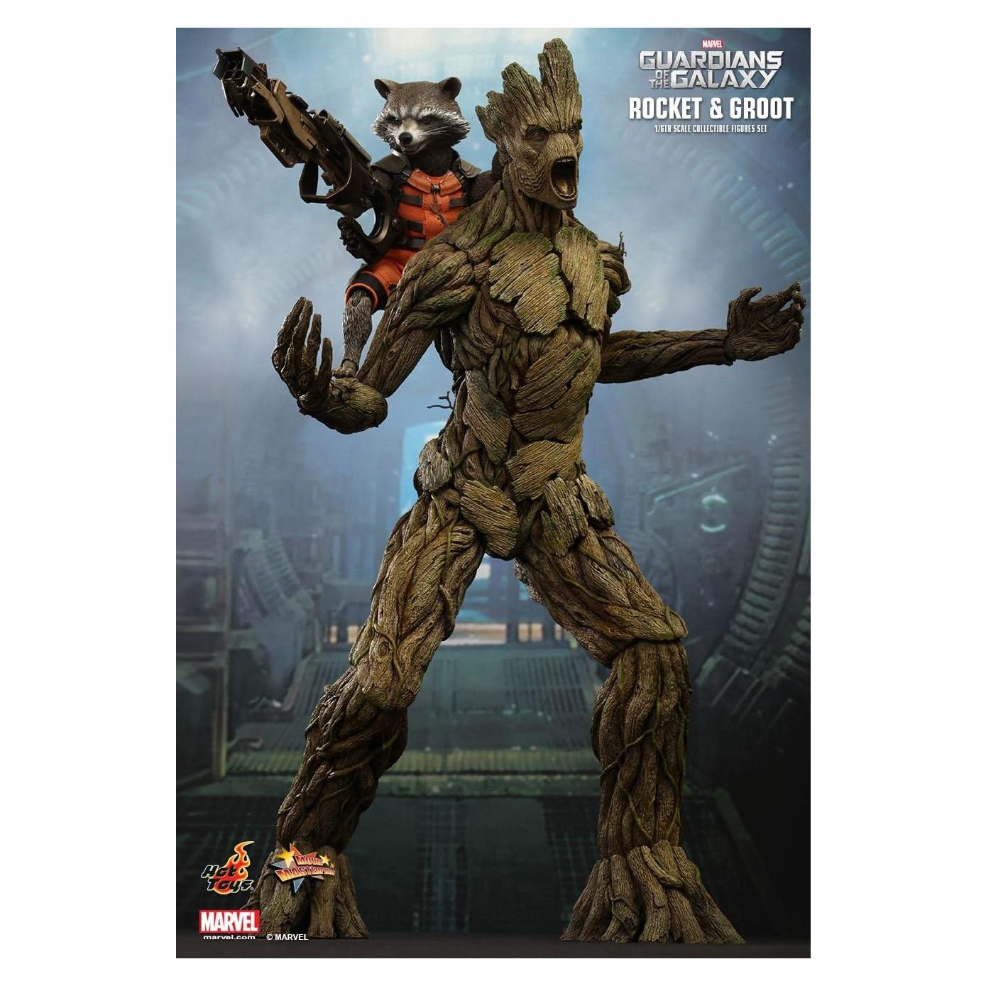Figuras de acción Hot Toys Groot 38cm y Rocket 15cm