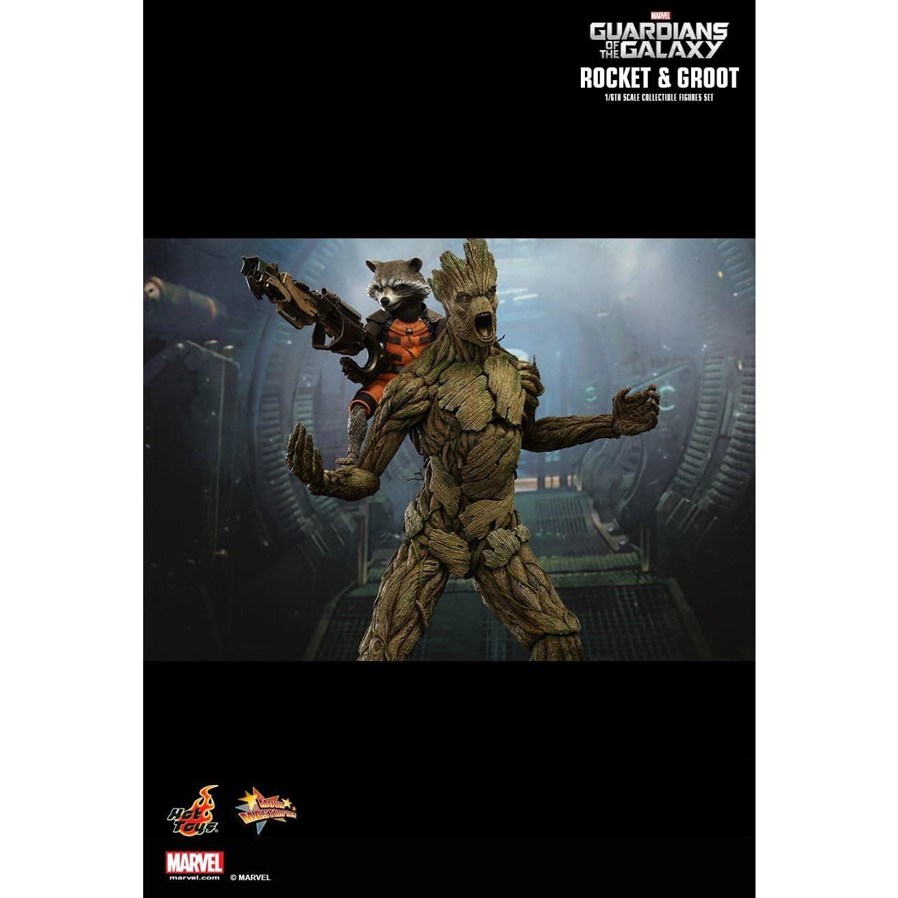Figuras de acción Hot Toys Groot 38cm y Rocket 15cm