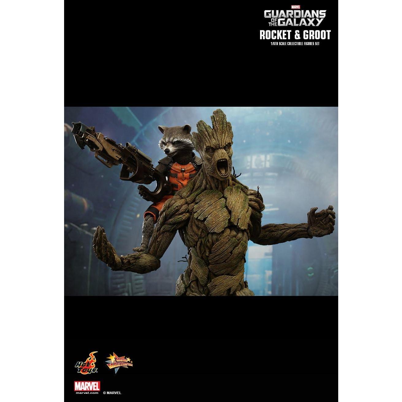 Figuras de acción Hot Toys Groot 38cm y Rocket 15cm