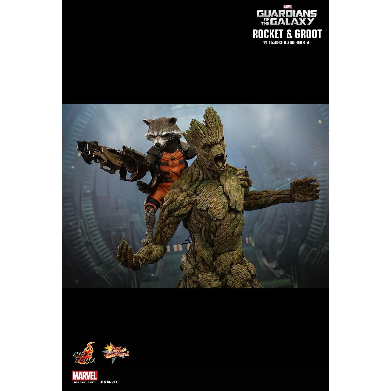 Figuras de acción Hot Toys Groot 38cm y Rocket 15cm