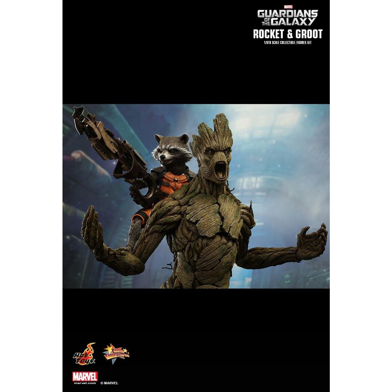 Figuras de acción Hot Toys Groot 38cm y Rocket 15cm