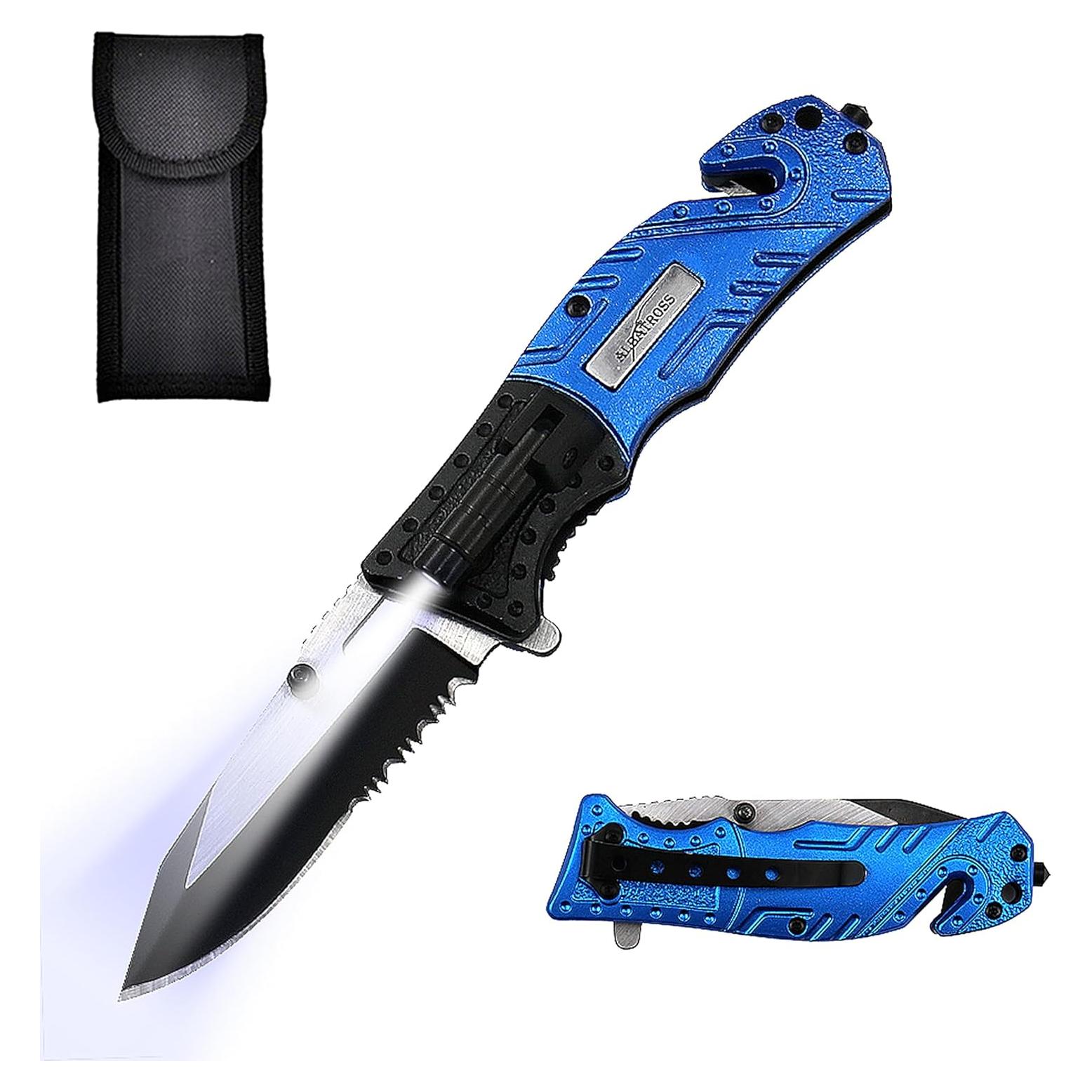 Cuchillo Táctico 5-en-1 Albatross FK017 Azul con Linterna