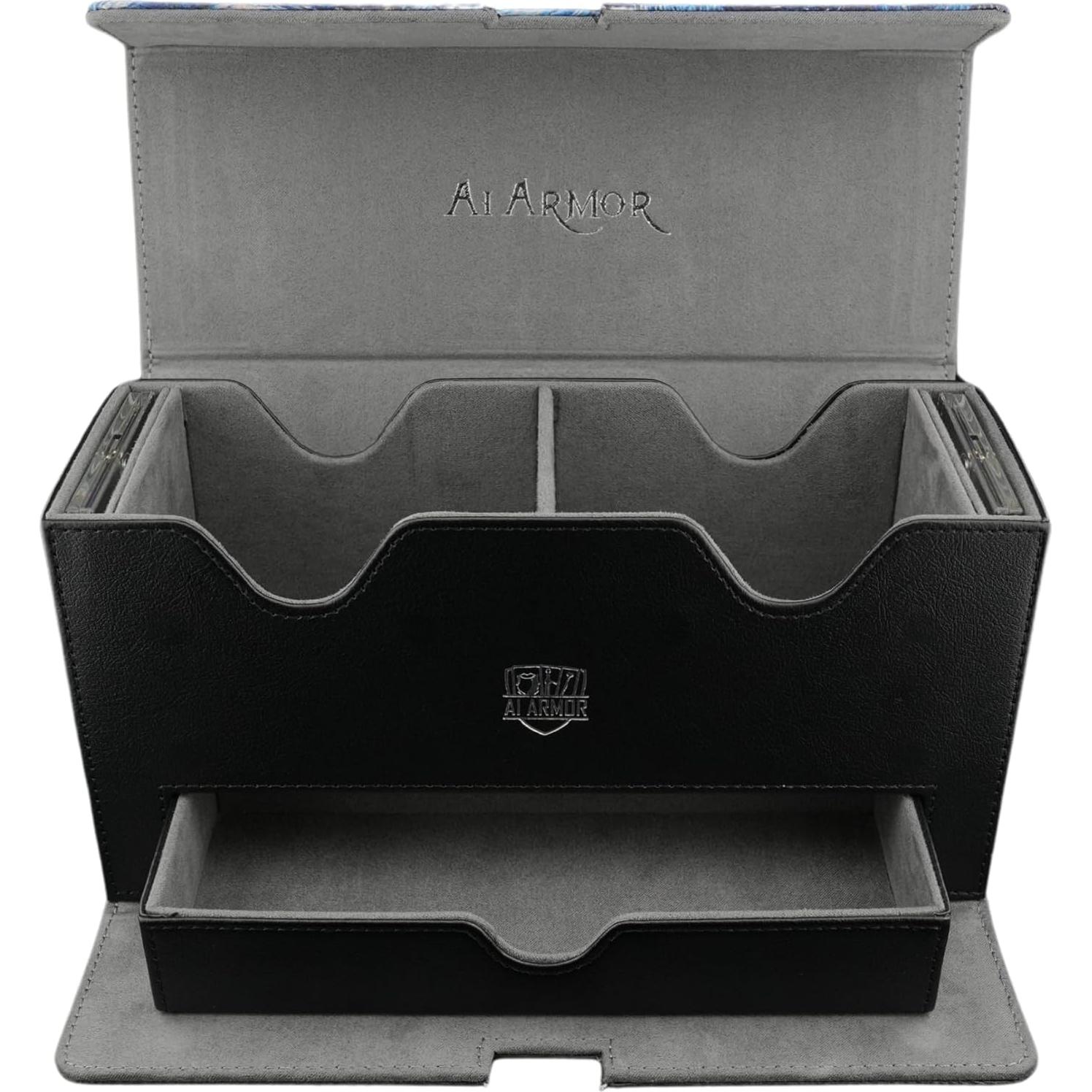 Caja Doble Mazo Ai Armor para Commander - Cuero Negro, 200 Cartas