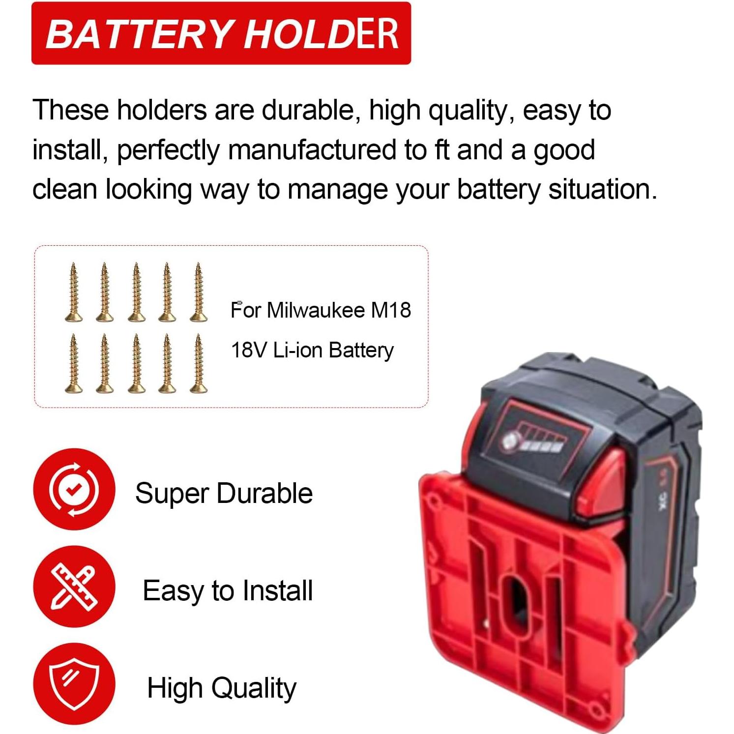 10 Soportes de Batería M18 KETTKEL para Montaje en Pared