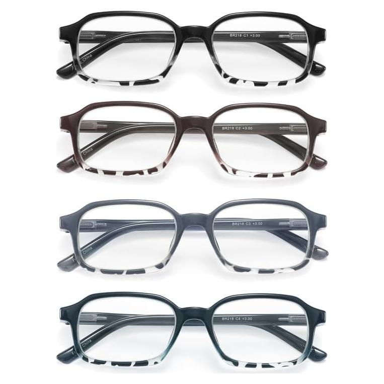 Paquete de 4 Gafas de Lectura Ligeras Yuluki con Bloqueo Luz Azul