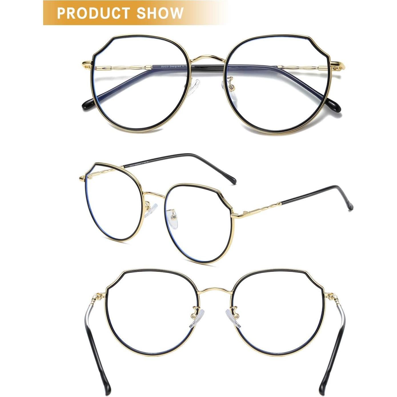 Gafas de Luz Azul DUCO W014 Unisex Negro Dorado