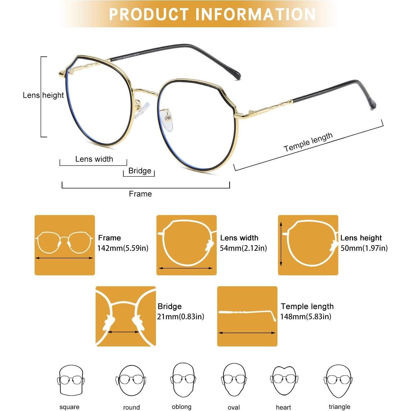 Gafas de Luz Azul DUCO W014 Unisex Negro Dorado