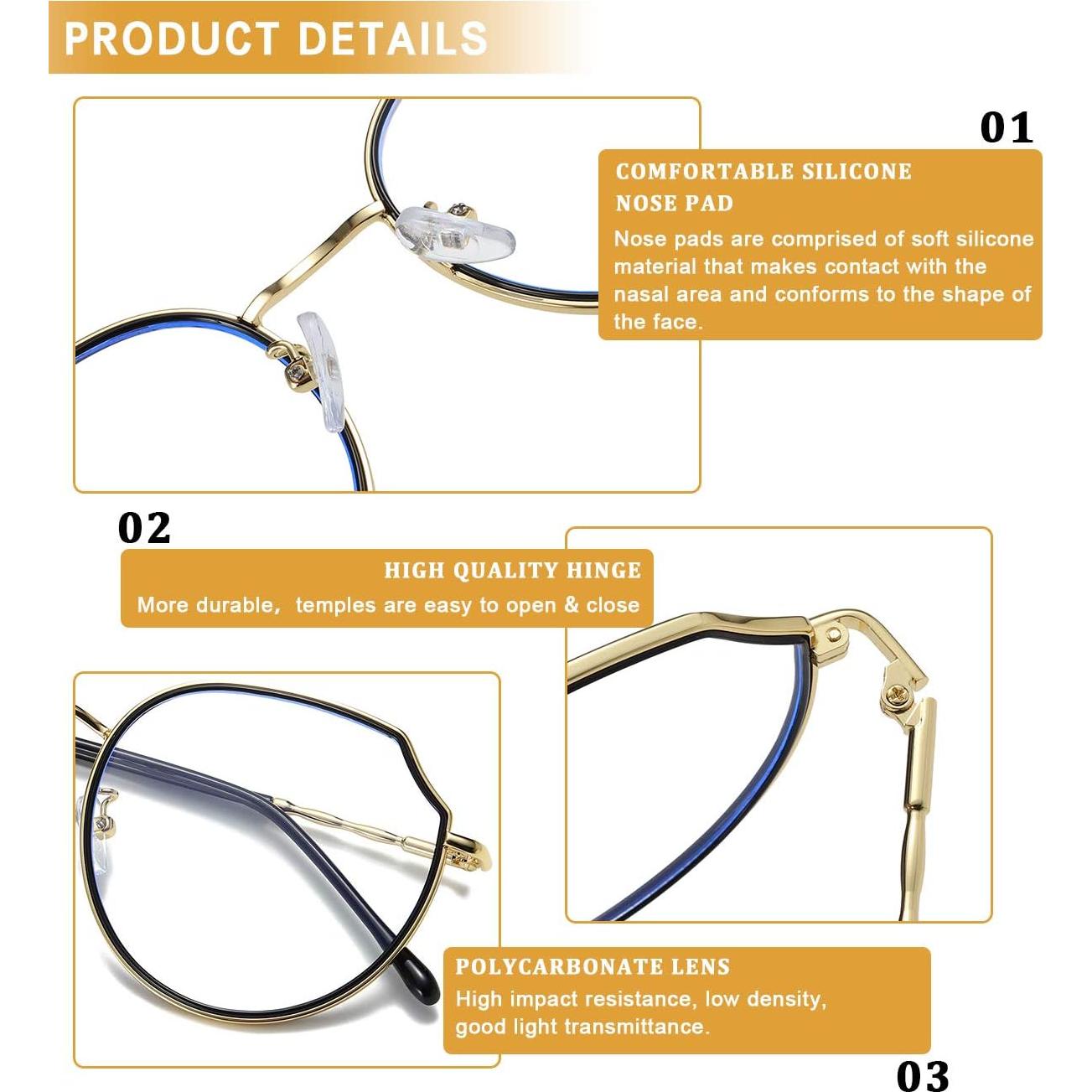 Gafas de Luz Azul DUCO W014 Unisex Negro Dorado