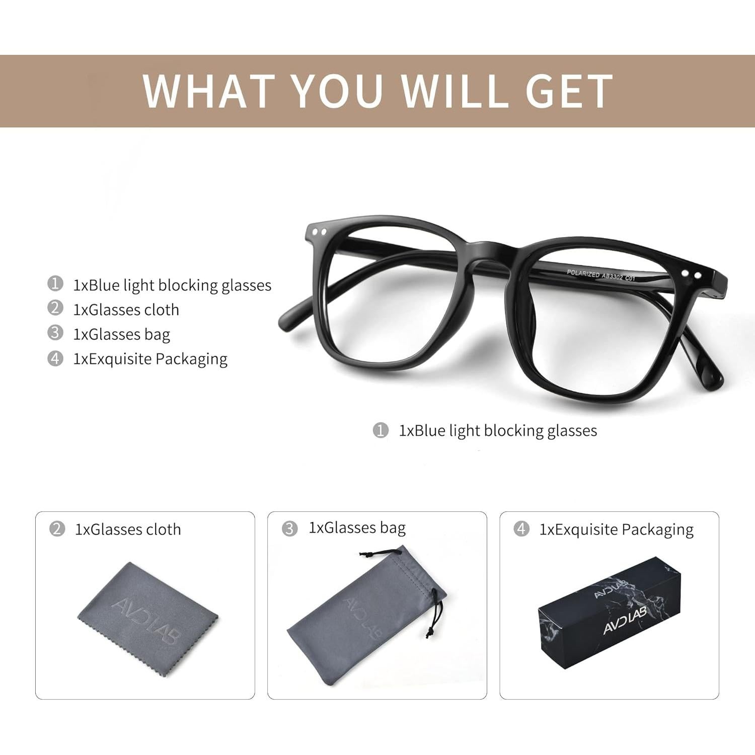 Gafas bloqueadoras de luz azul AVDLAB modelo AB3302 Negro