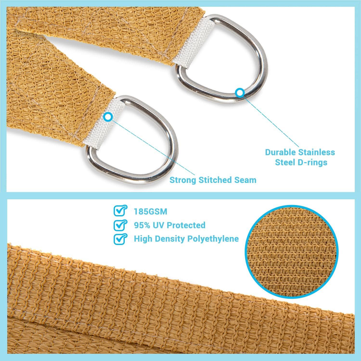 Toldo Sombra Rectangular AsterOutdoor 1.83m x 3.05m Bloqueo UV Arena