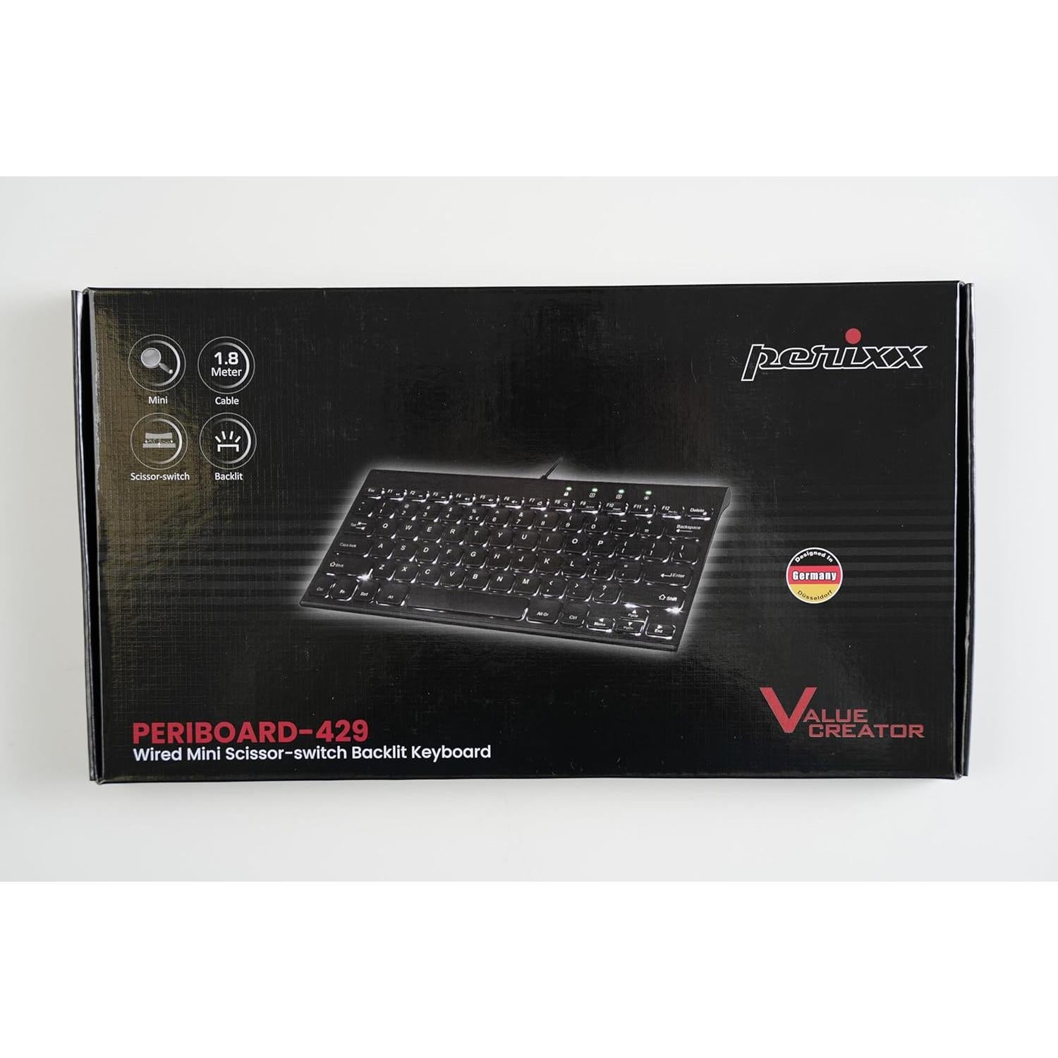 Teclado Mini Perixx PERIBOARD-429 Retroiluminado USB