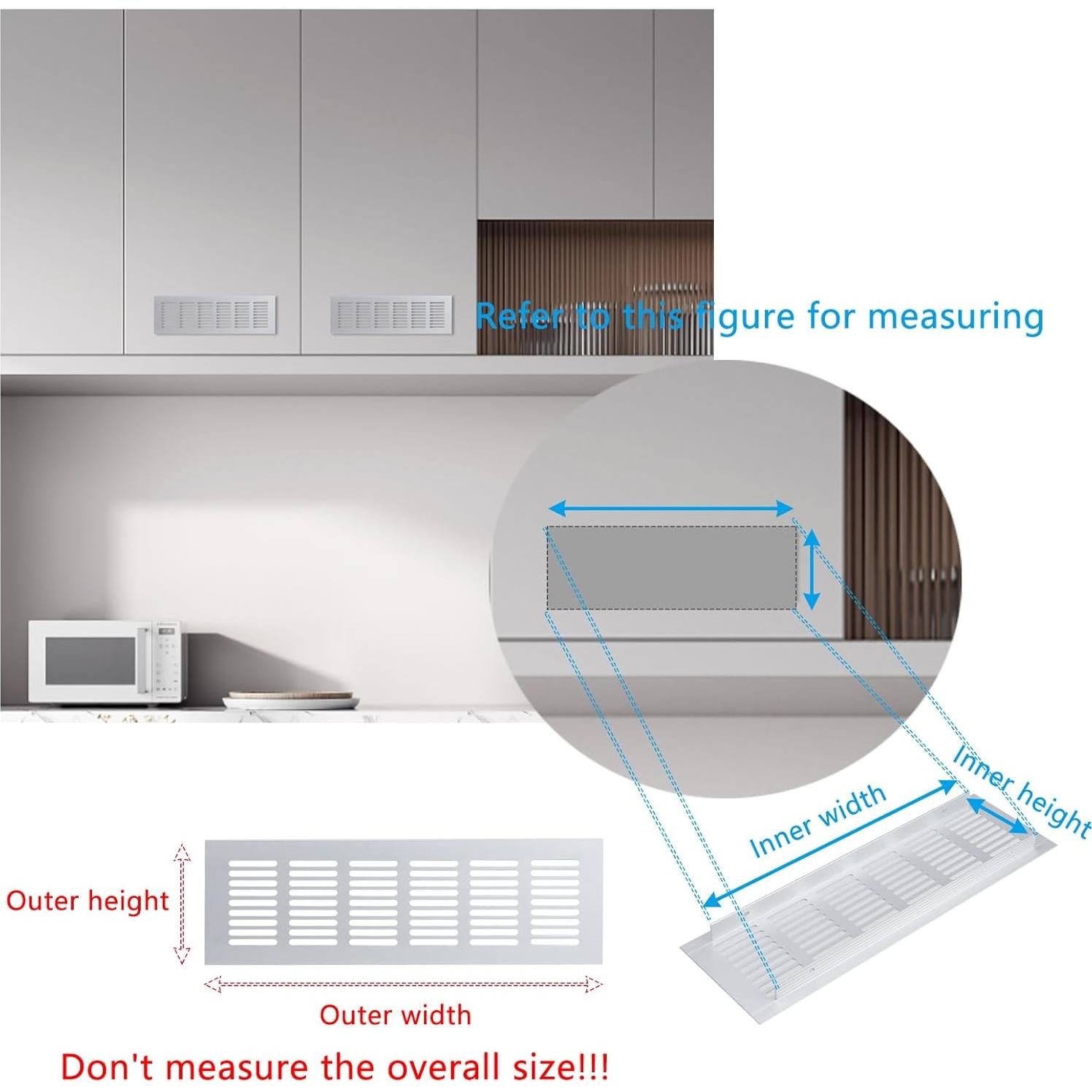 Cubiertas de Ventilación Geesatis 20.32x5.08 cm Aluminio Blanco - Paquete de 2