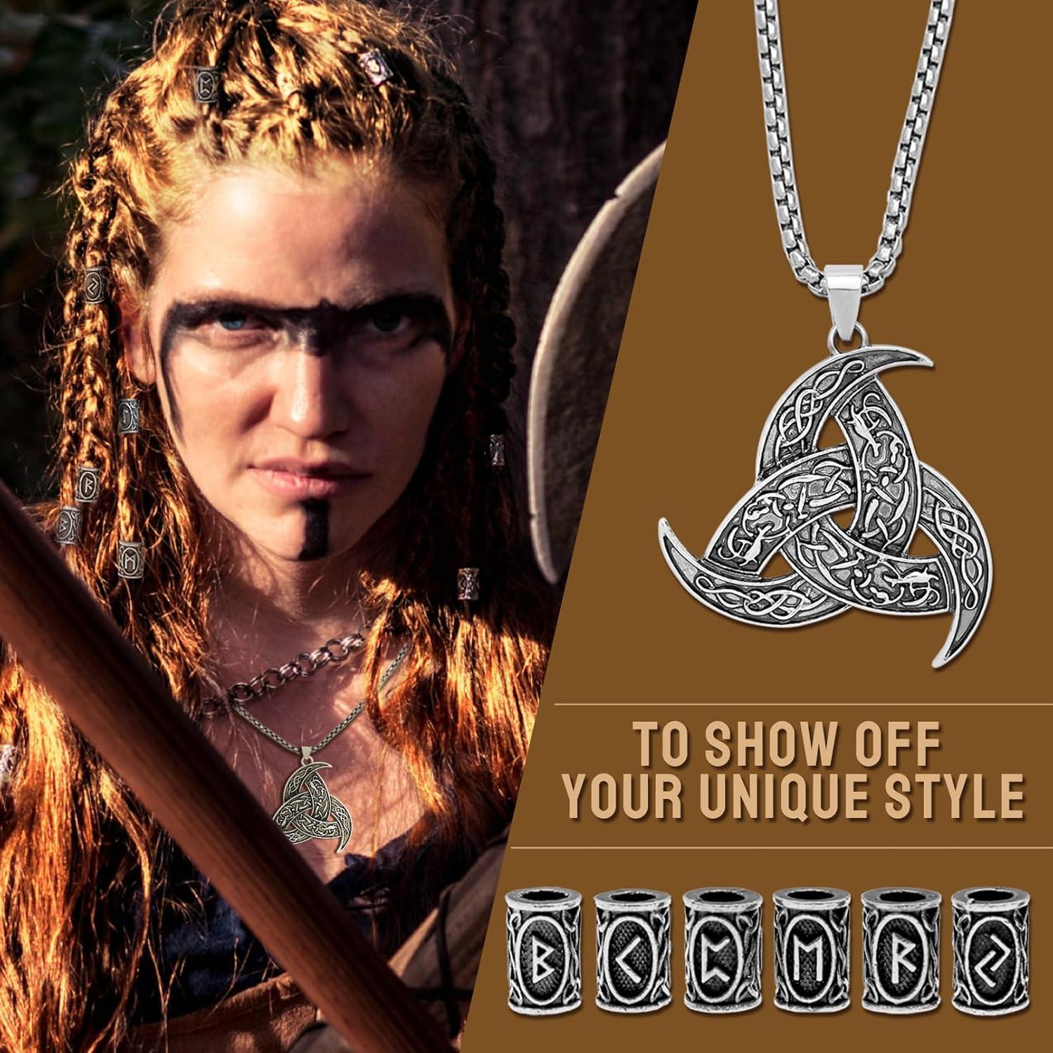 30 Piezas Collares Vikingos Fscwlmon con Runas y Martillo de Thor