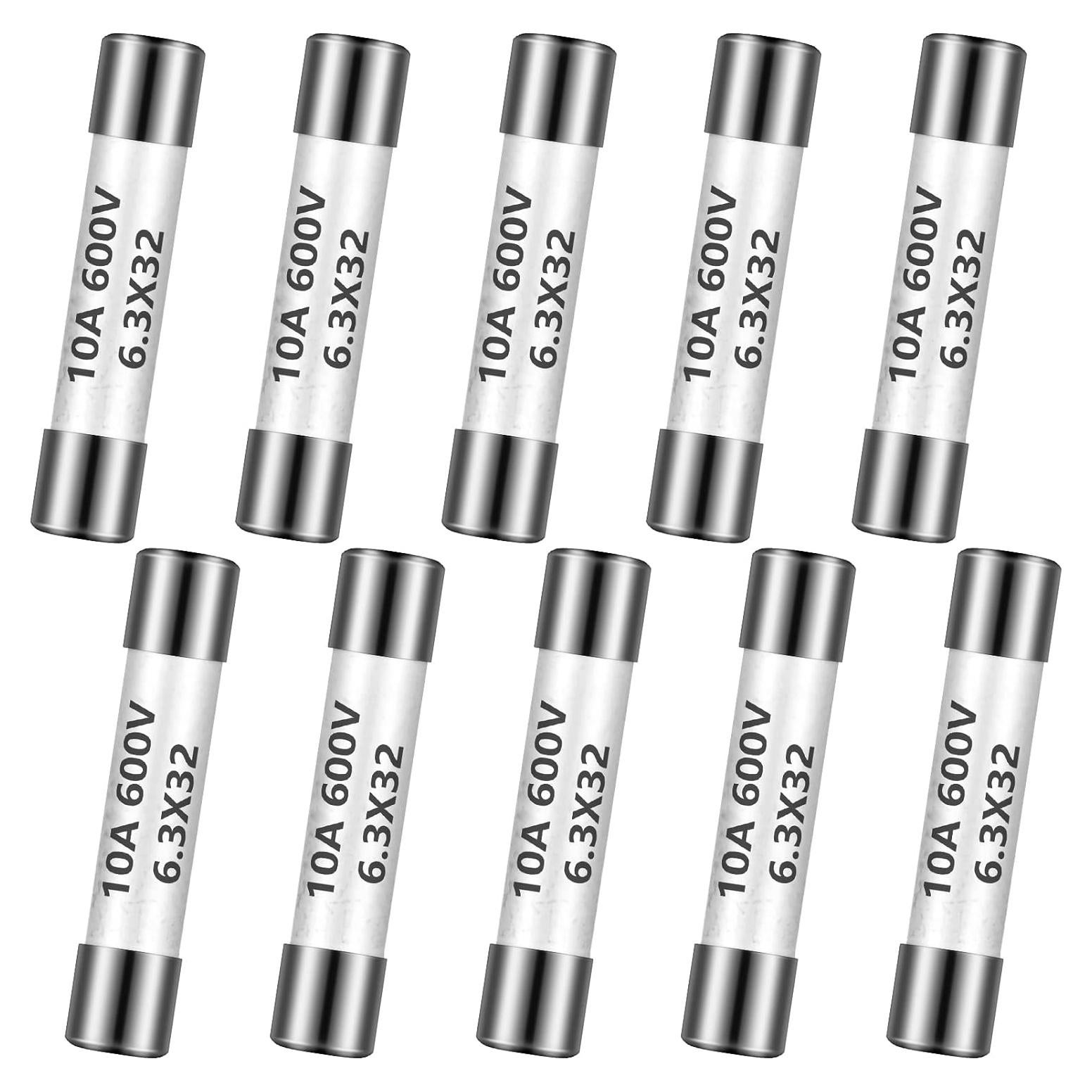 Fusibles de Multímetro Kingdder 10 Piezas 10A 600V Cerámicos