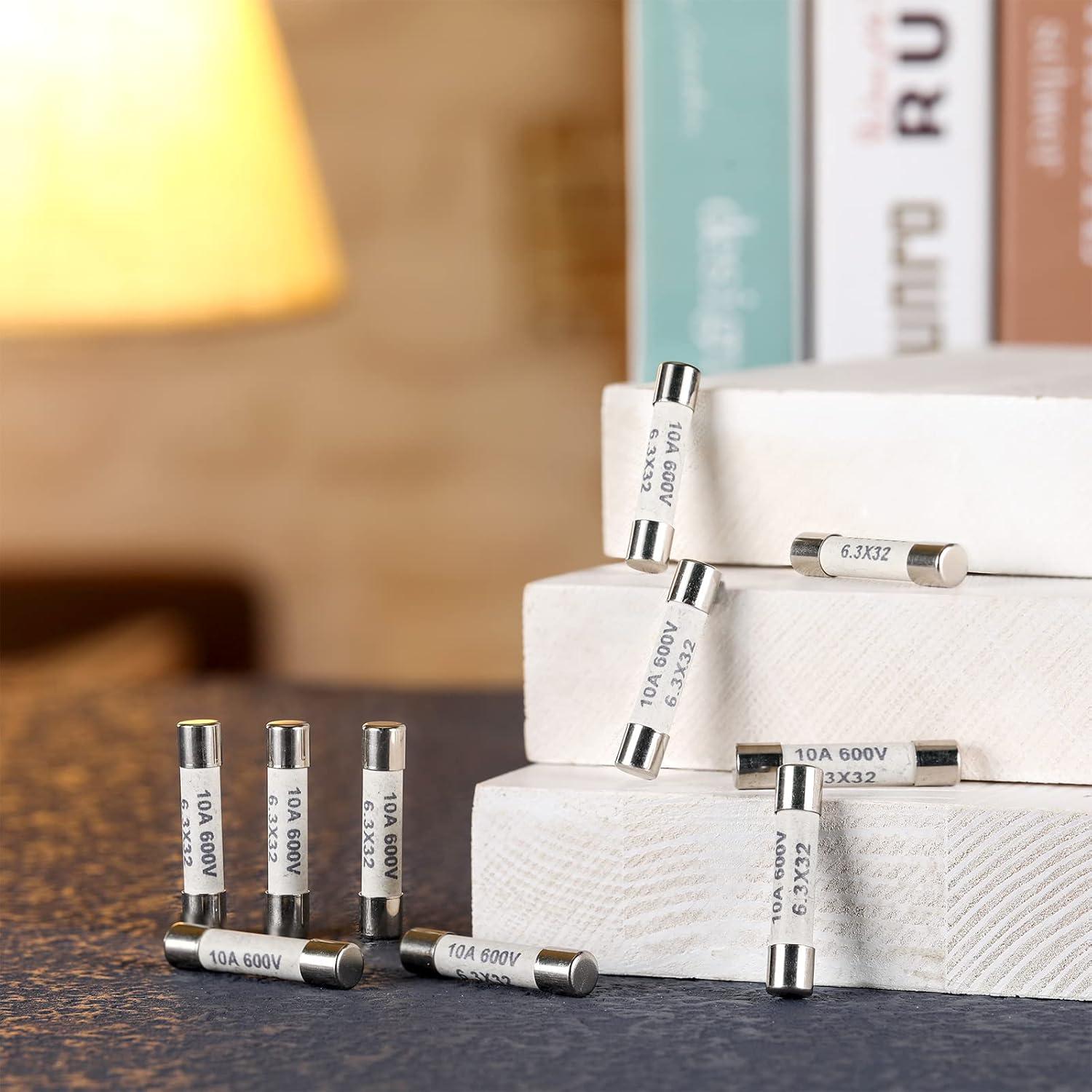 Fusibles de Multímetro Kingdder 10 Piezas 10A 600V Cerámicos