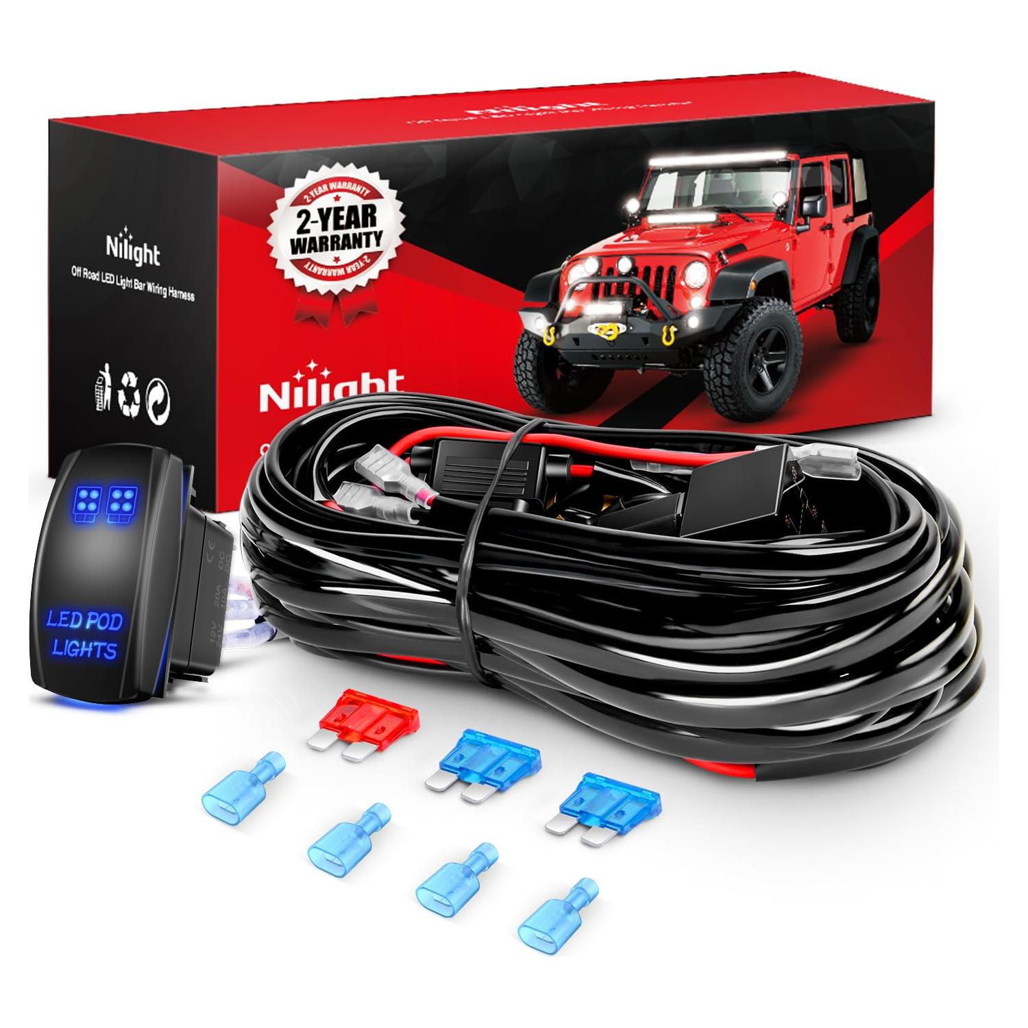 Kit de Cableado Nilight para Luces LED 12V 180W con Interruptor