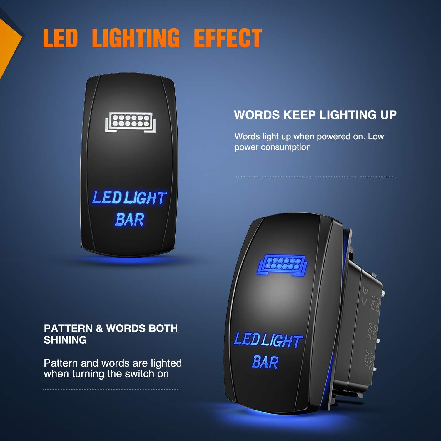 Interruptor de Luz LED Nilight 90001B 5 Pines Azul 20A/12V