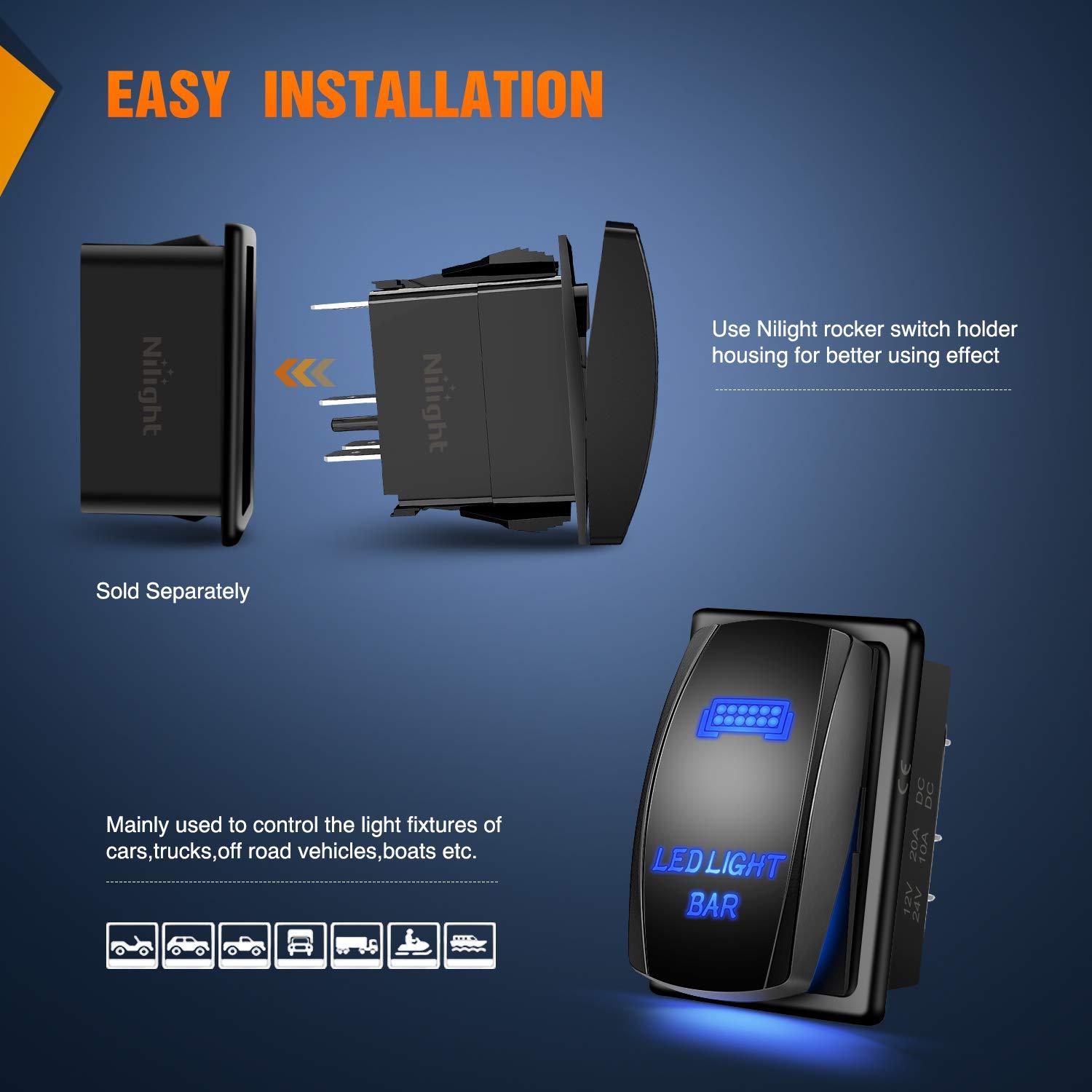 Interruptor de Luz LED Nilight 90001B 5 Pines Azul 20A/12V