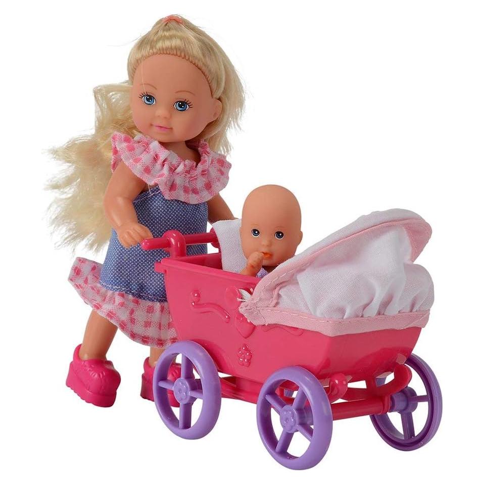 Muñeca Evi Love Doll Walk 12cm con Bebé y Cochecito