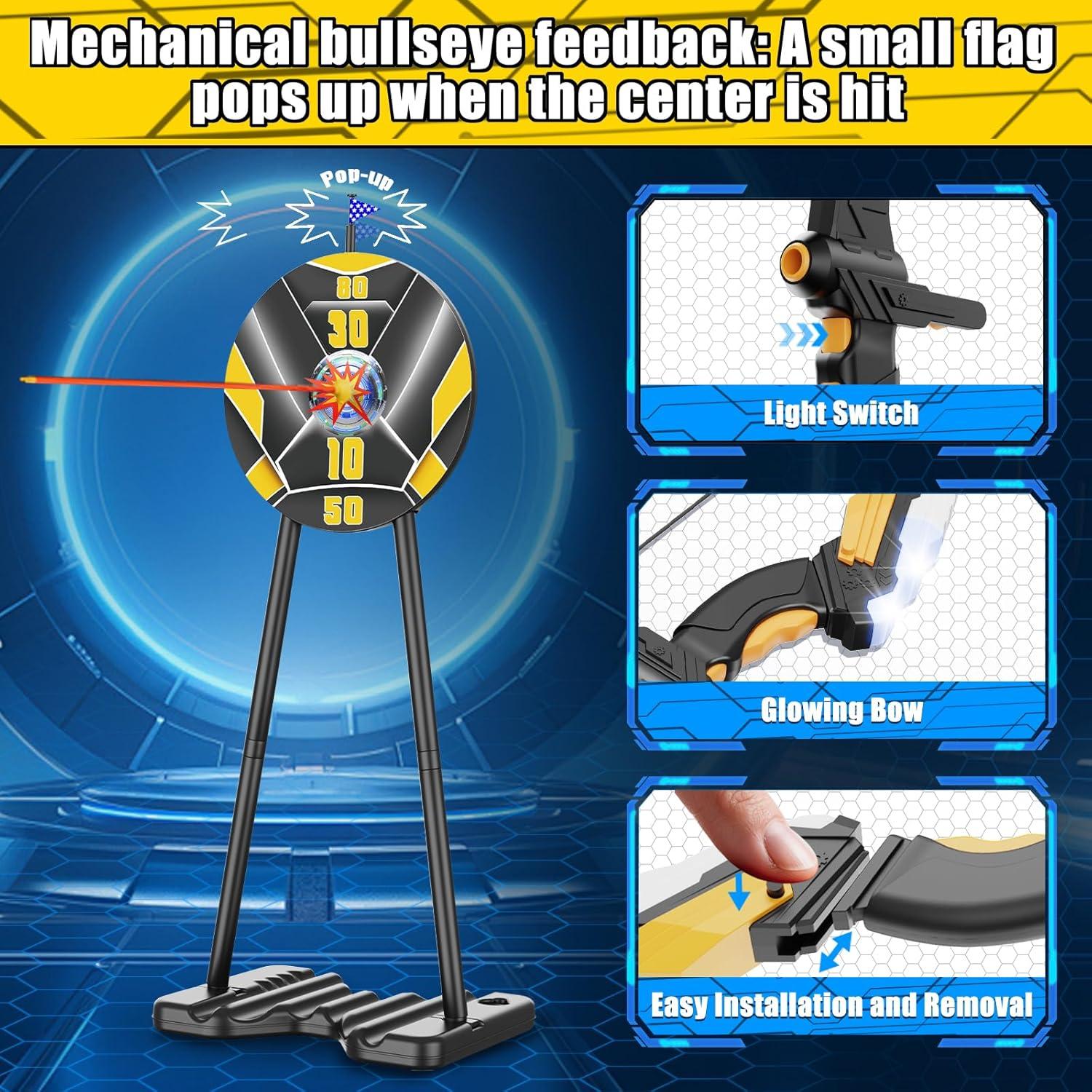 Set de Arco y Flecha LED TIGTECGAME con 20 Flechas y Objetivo