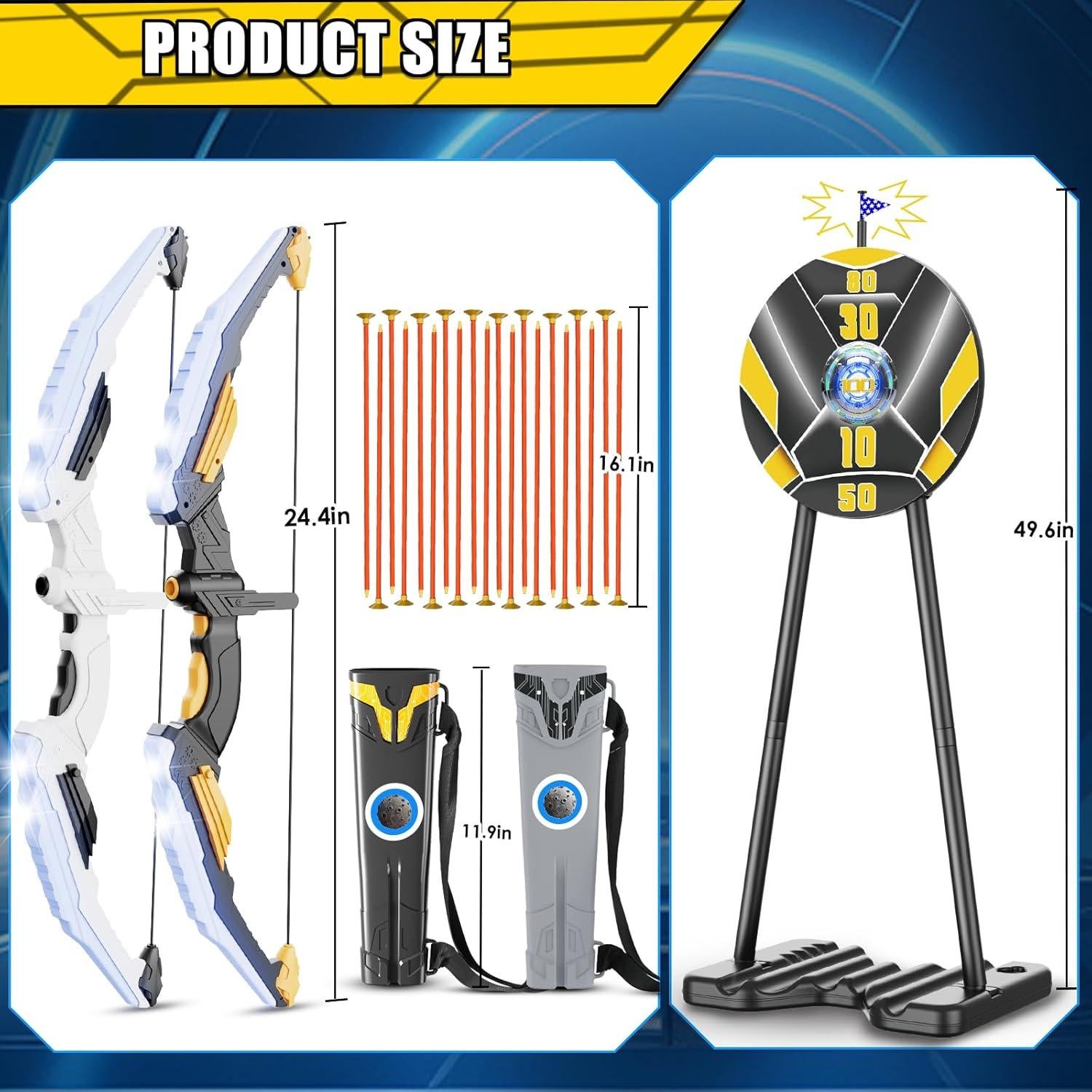 Set de Arco y Flecha LED TIGTECGAME con 20 Flechas y Objetivo