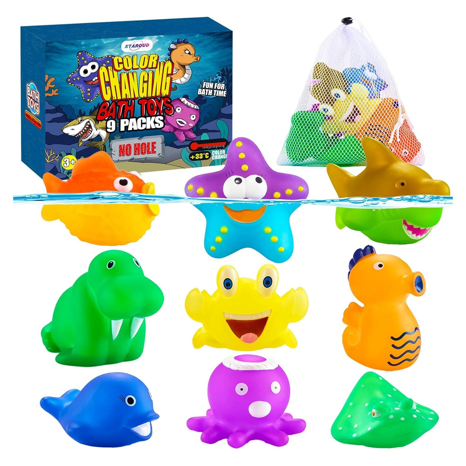 Juguetes de Baño Staroud 9 Piezas Animales Marinos Cambian Color