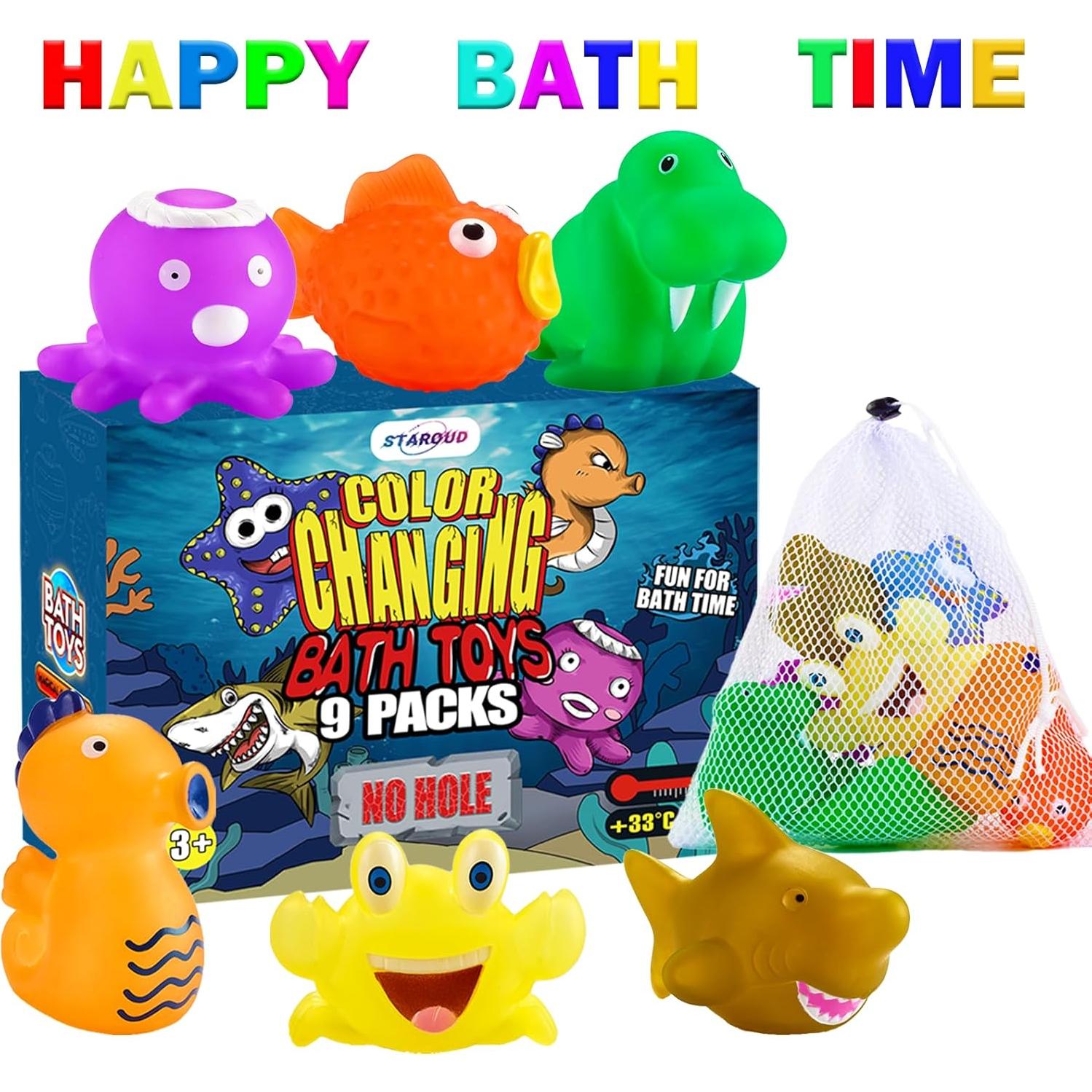 Juguetes de Baño Staroud 9 Piezas Animales Marinos Cambian Color