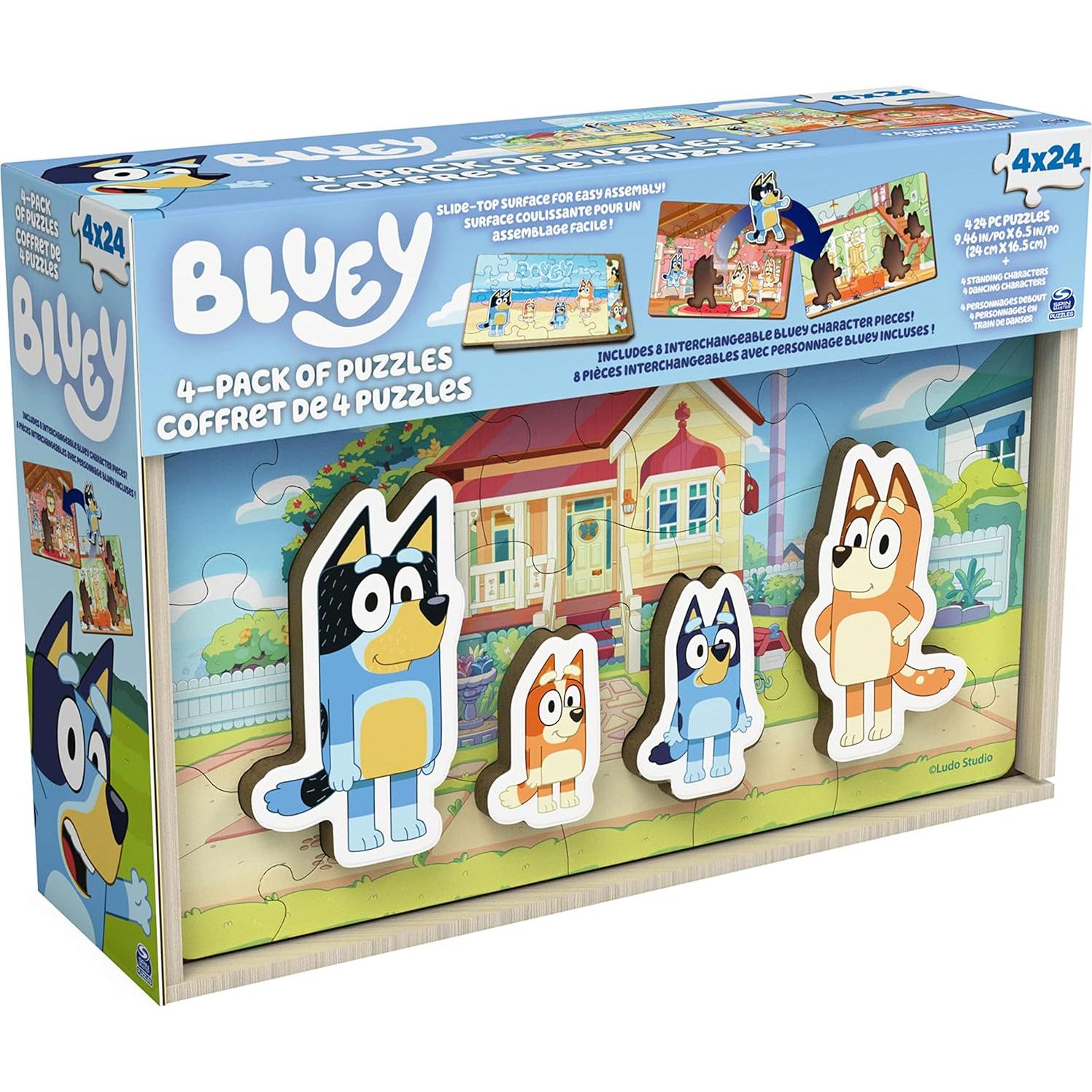 Rompecabezas de Madera Bluey Spin Master - Paquete de 4, 24 Piezas