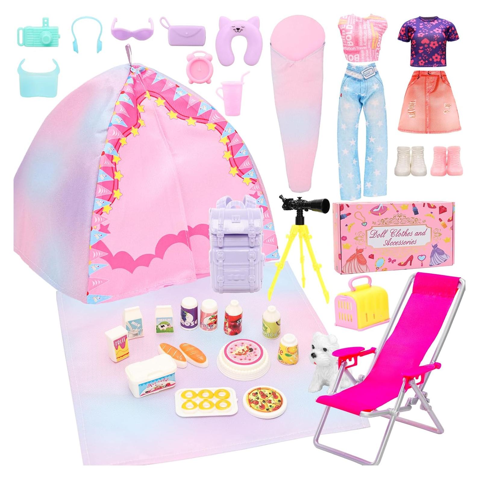Juego de Camping para Muñecas 11.5" HONLAELLA 34 Pcs Accesorios