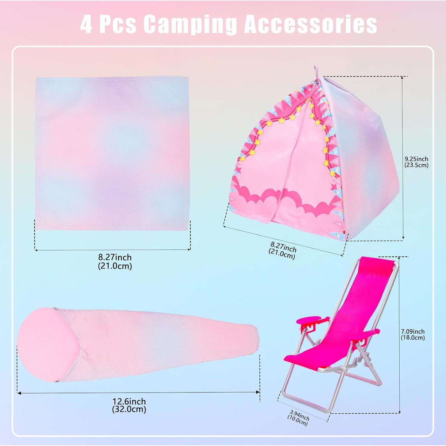 Juego de Camping para Muñecas 11.5" HONLAELLA 34 Pcs Accesorios
