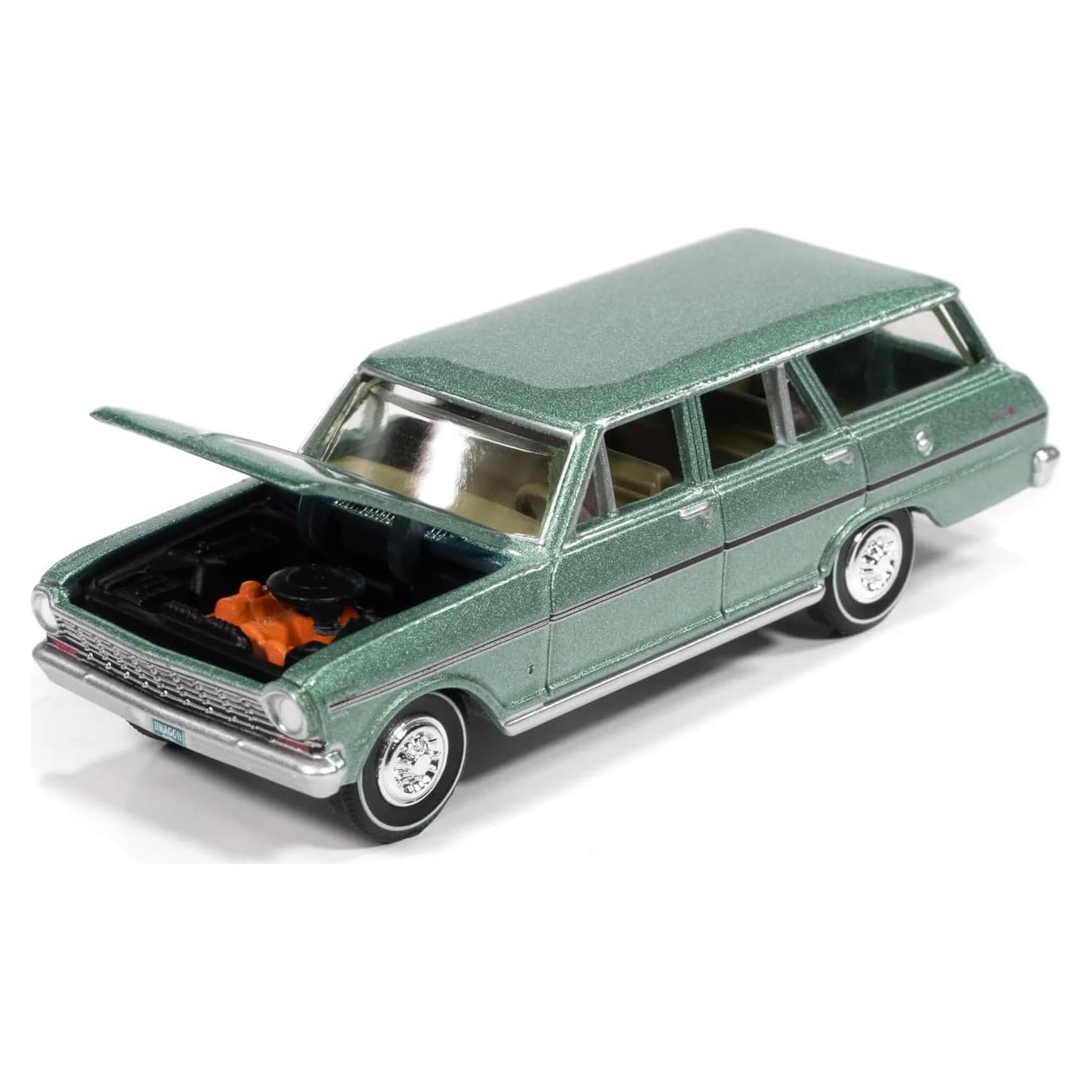 Modelo Diecast Chevrolet II Nova 400 Wagon 1963 Auto World 1:64