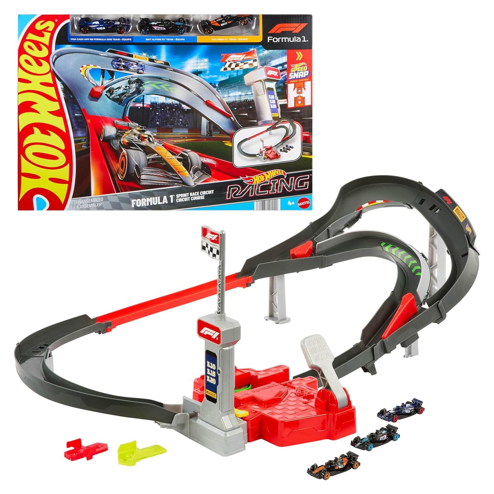Juego de Pista de Carrera F1 Hot Wheels con 3 Autos 1:64