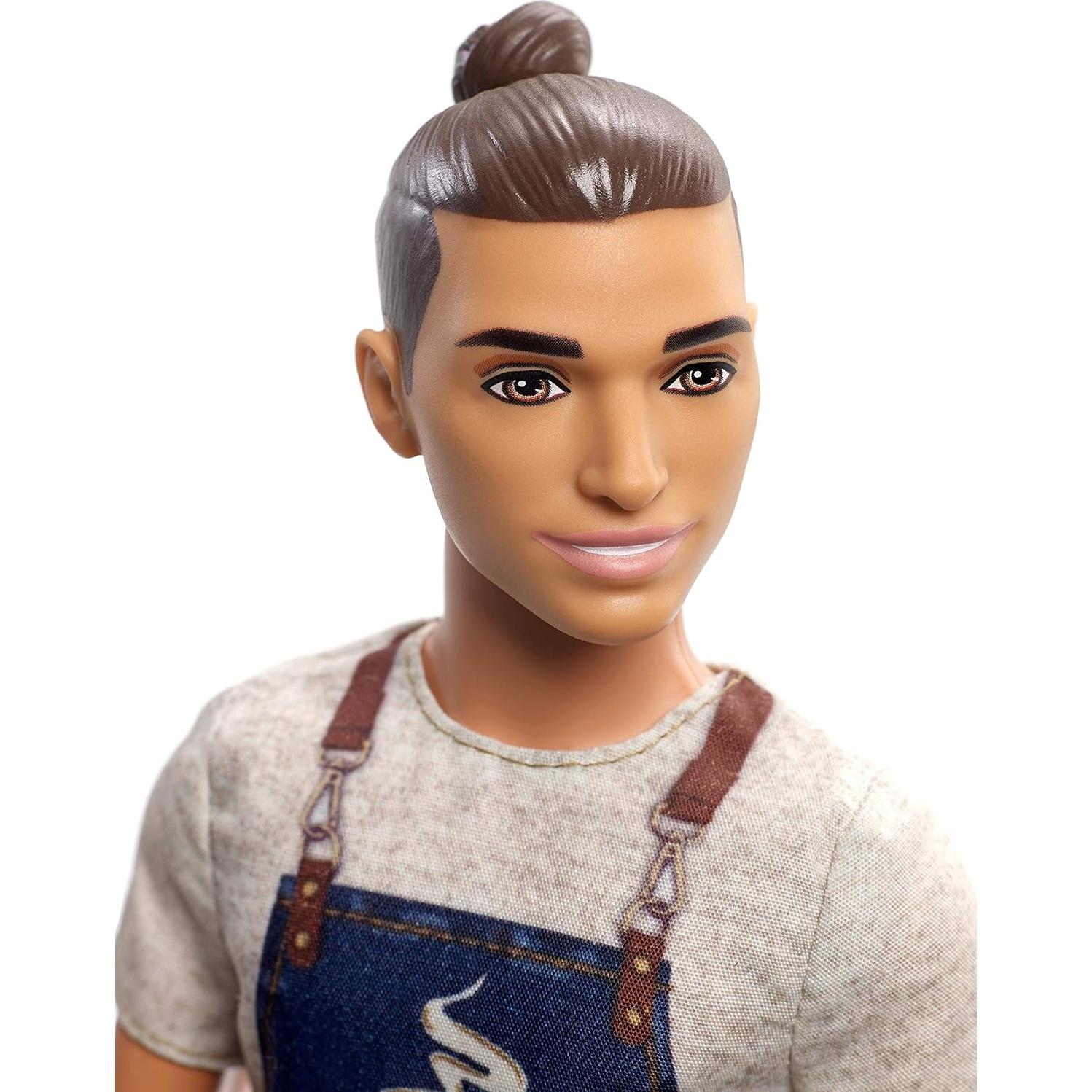 Muñeco Ken Barista Mattel FXP03 - 30.5 cm, Accesorios de Café